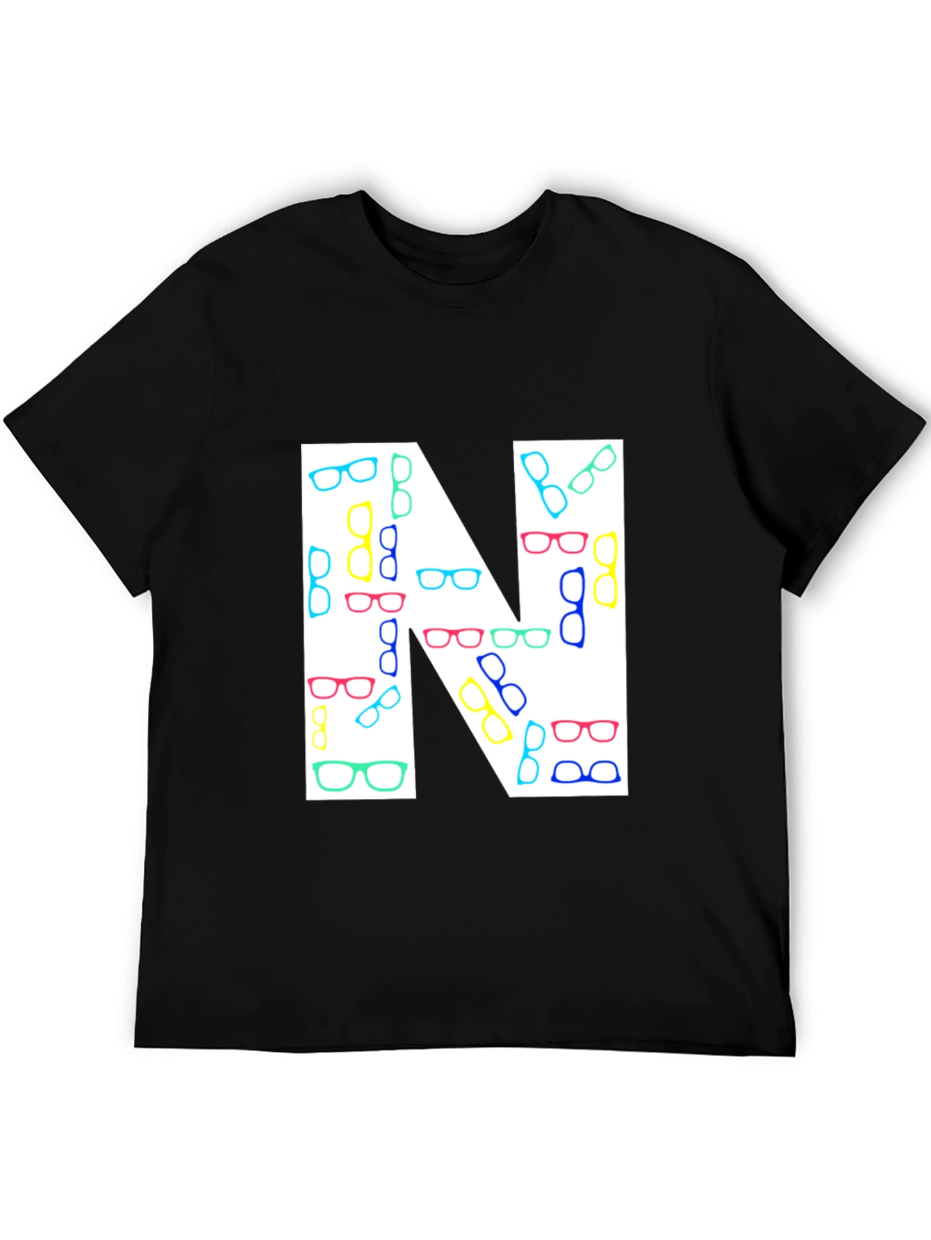 Letter N Glasses Pattern T-Shirt