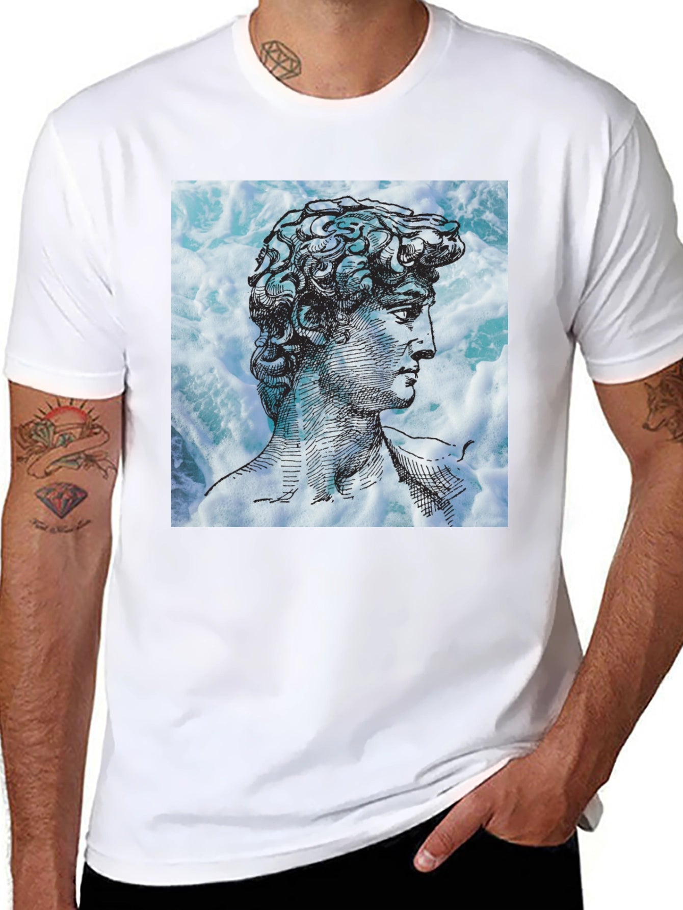 David Statue Graphic Tee - Black Cotton Blend