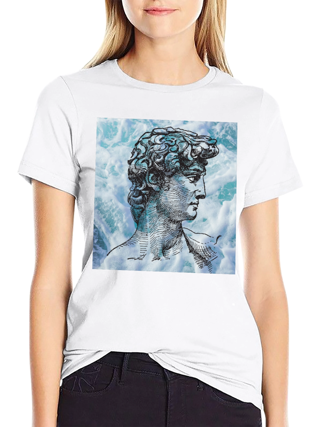David Statue Graphic Tee - Black Cotton Blend