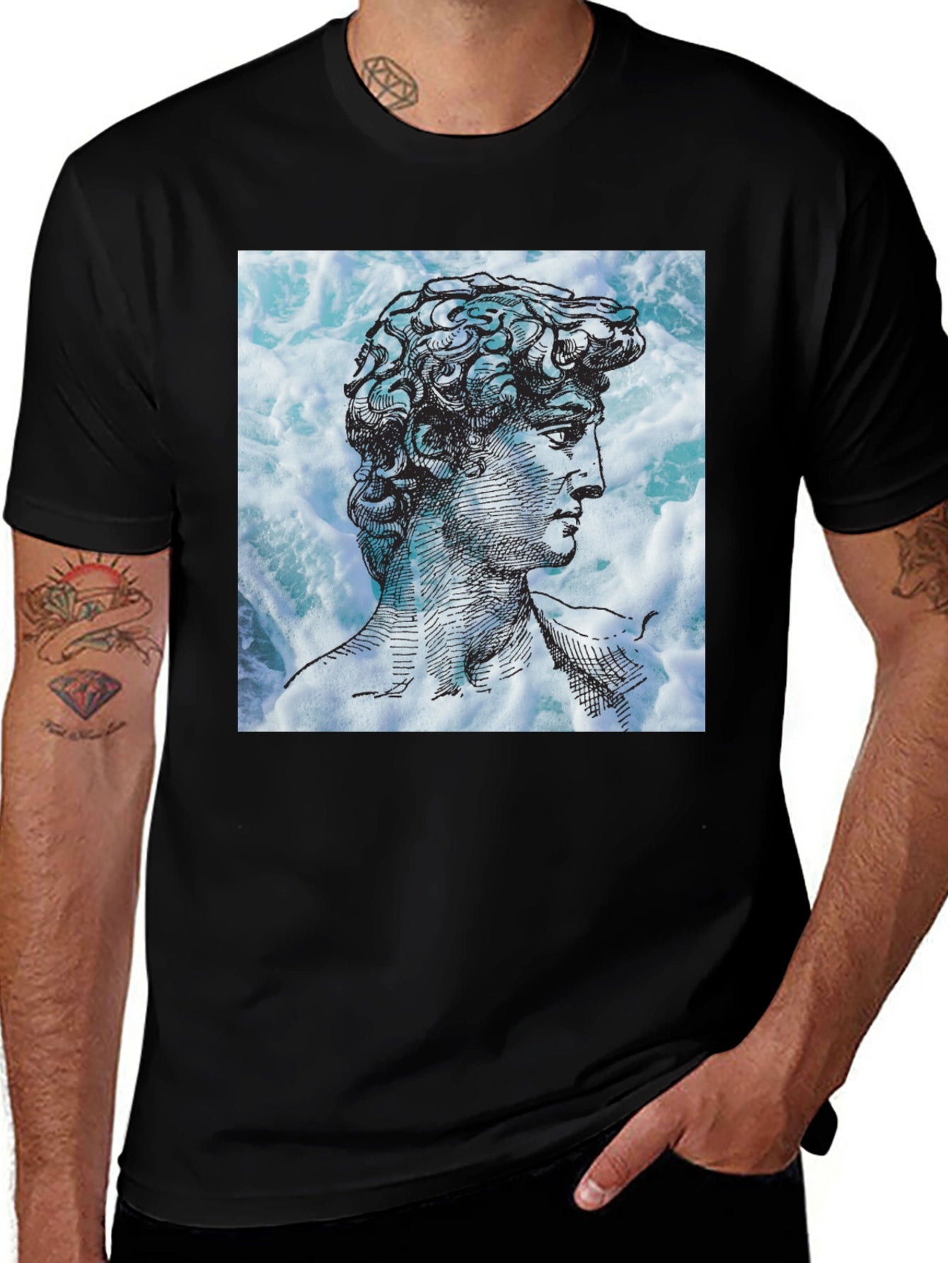 David Statue Graphic Tee - Black Cotton Blend