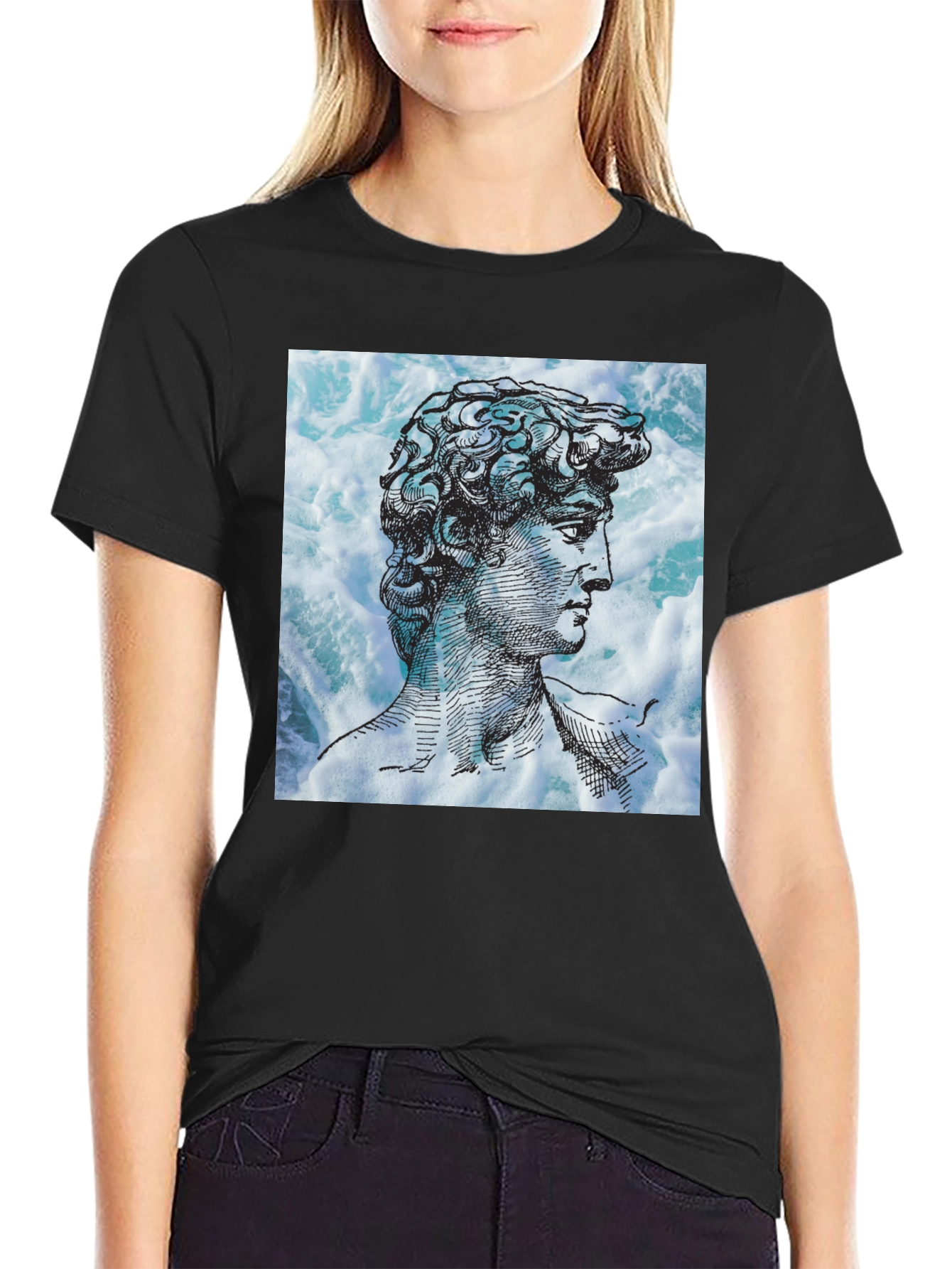 David Statue Graphic Tee - Black Cotton Blend