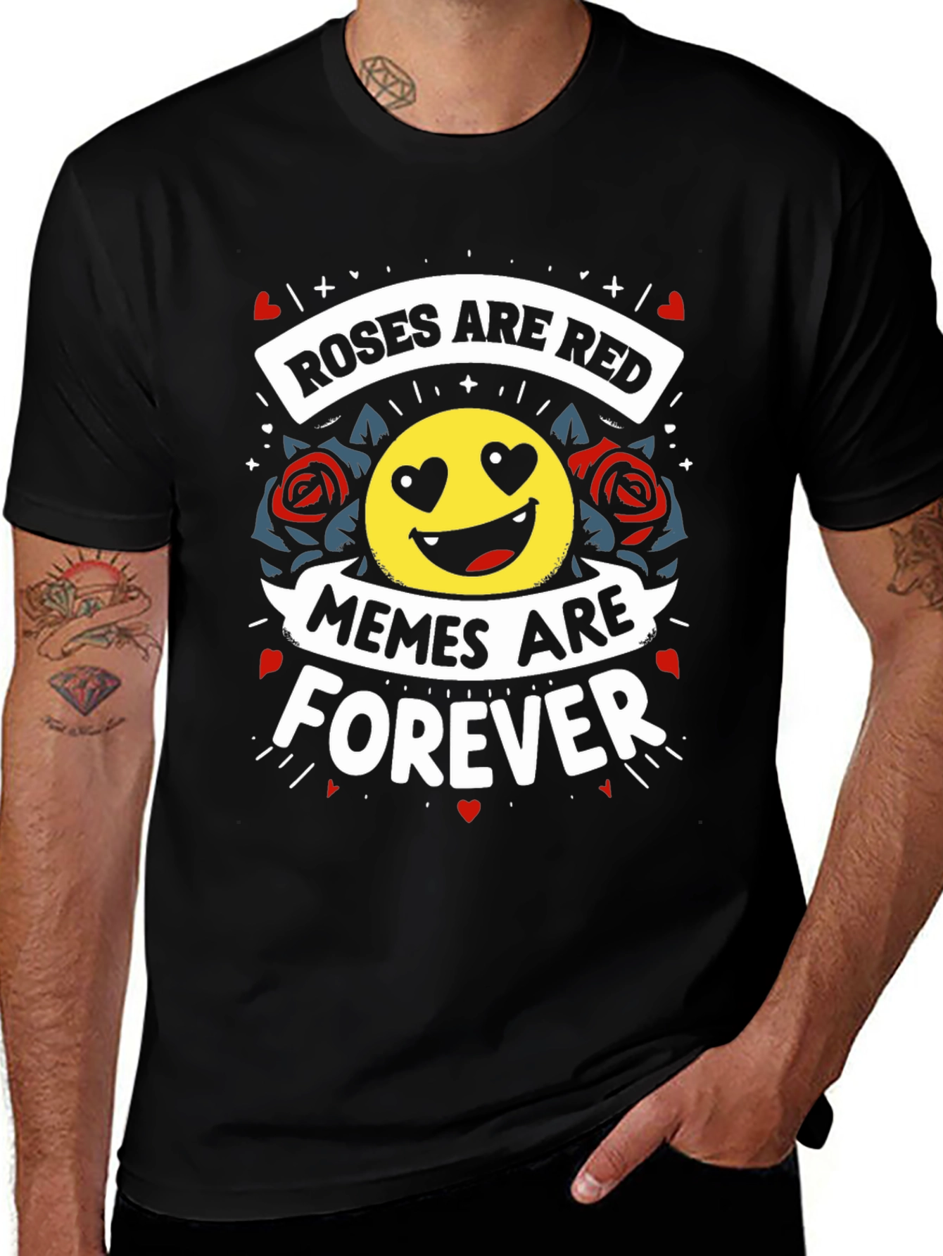 Roses Are Red Memes Are Forever Black Tee