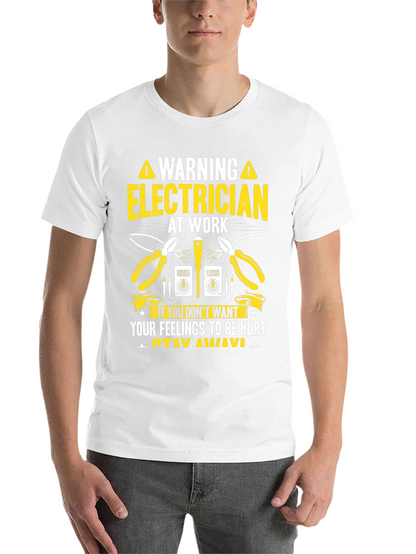 Warning Electrician at Work Funny T-Shirt
