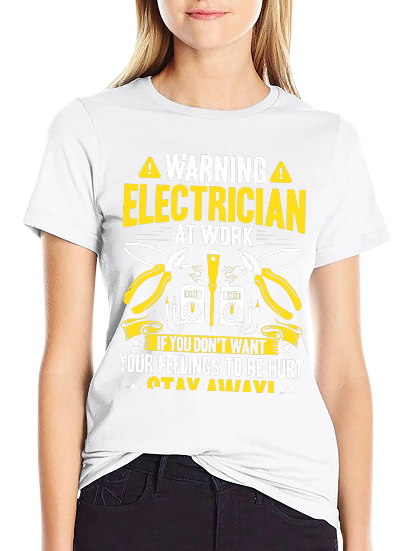 Warning Electrician at Work Funny T-Shirt