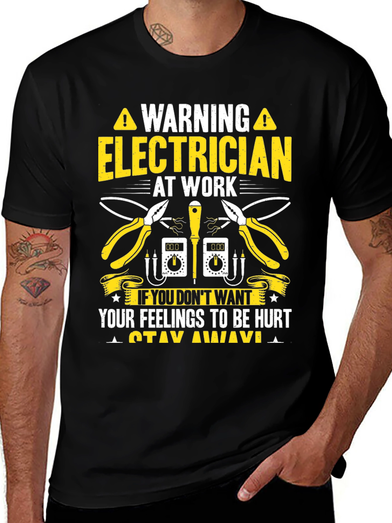 Warning Electrician at Work Funny T-Shirt