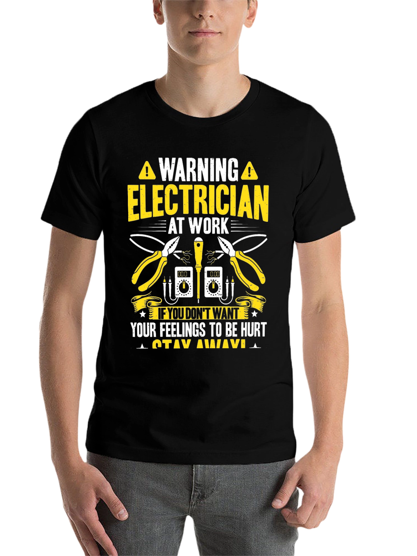 Warning Electrician at Work Funny T-Shirt