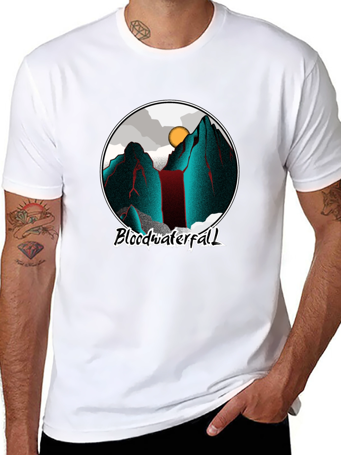 Blood Waterfall Graphic Tee - Cool Mountain Design