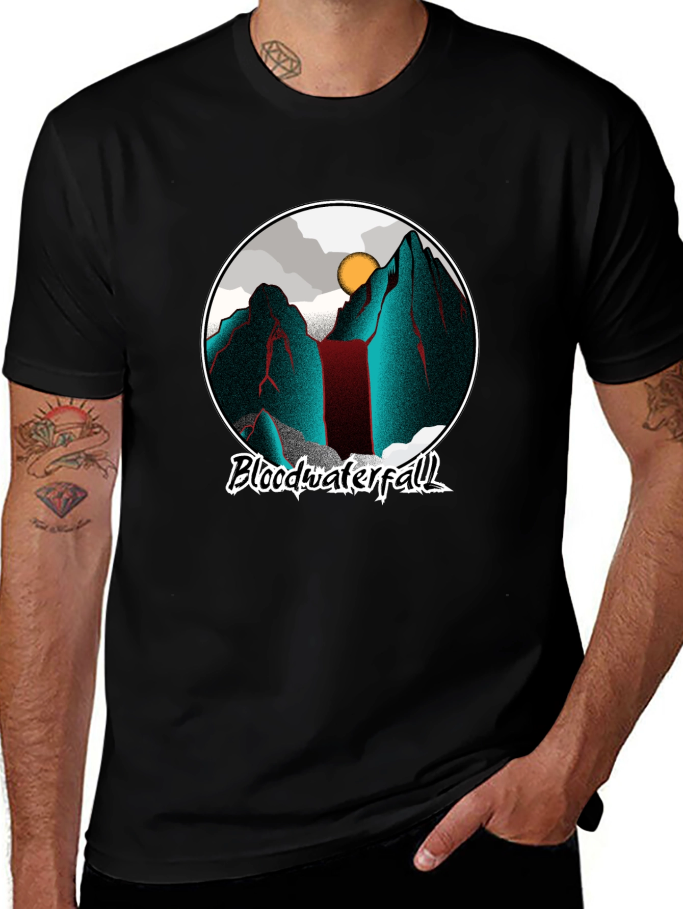 Blood Waterfall Graphic Tee - Cool Mountain Design