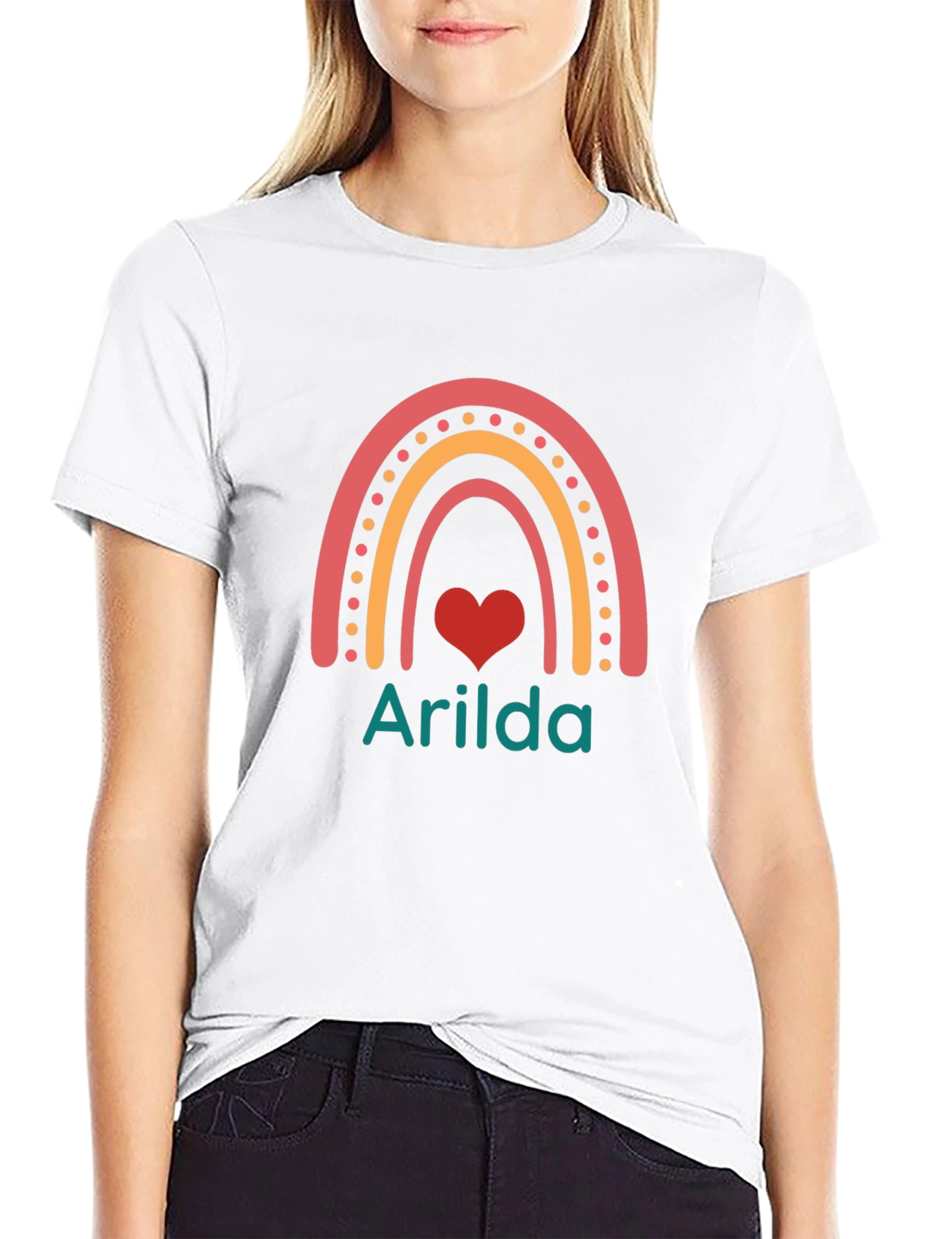 Rainbow Heart Personalized Name T-Shirt