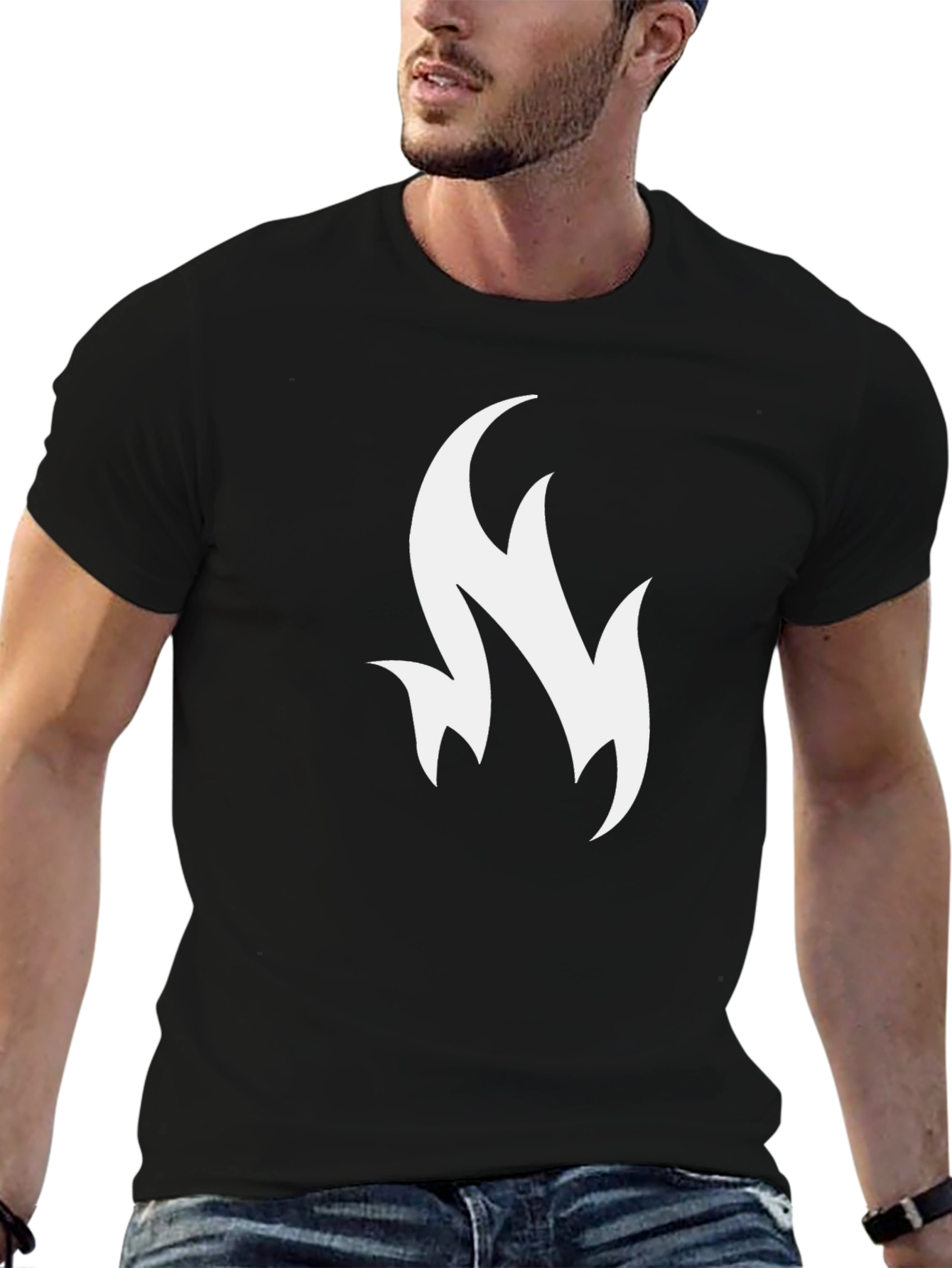 Modern Flame Graphic Black T-Shirt