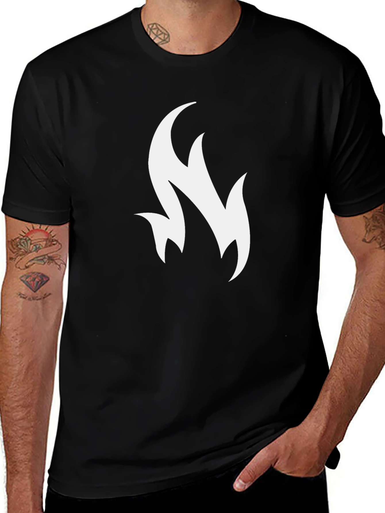 Modern Flame Graphic Black T-Shirt