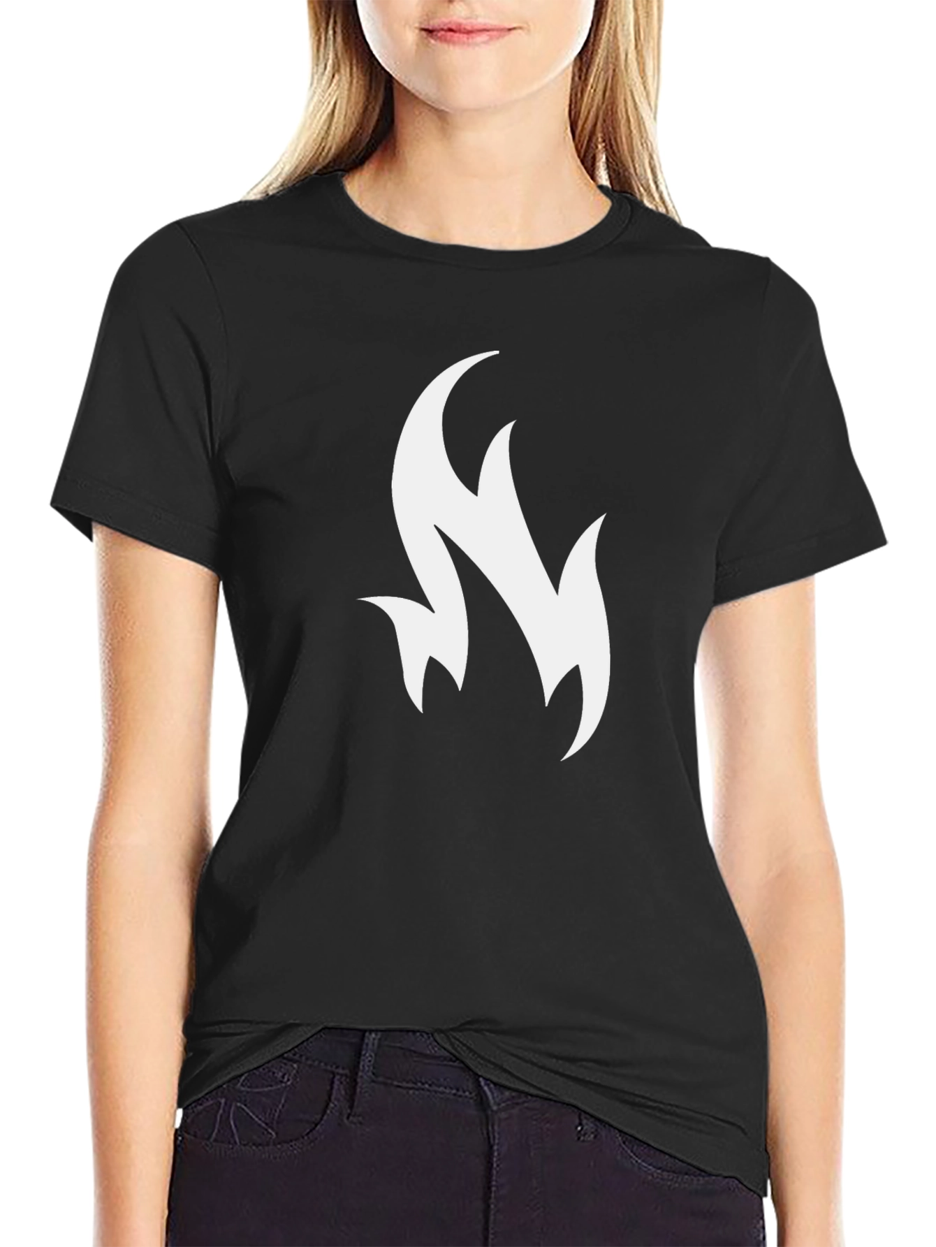 Modern Flame Graphic Black T-Shirt