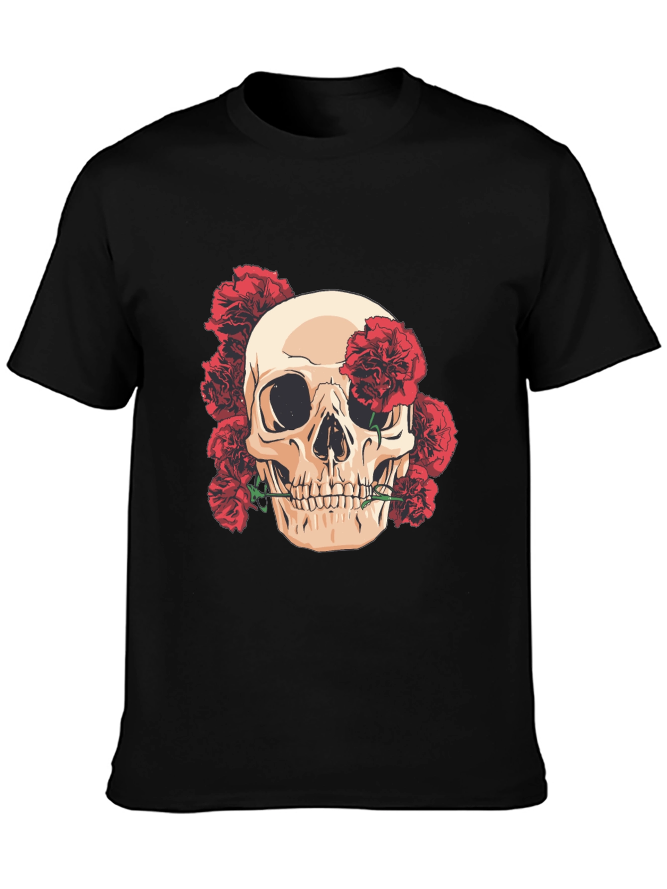 Skull & Roses Graphic Tee - Black T-Shirt