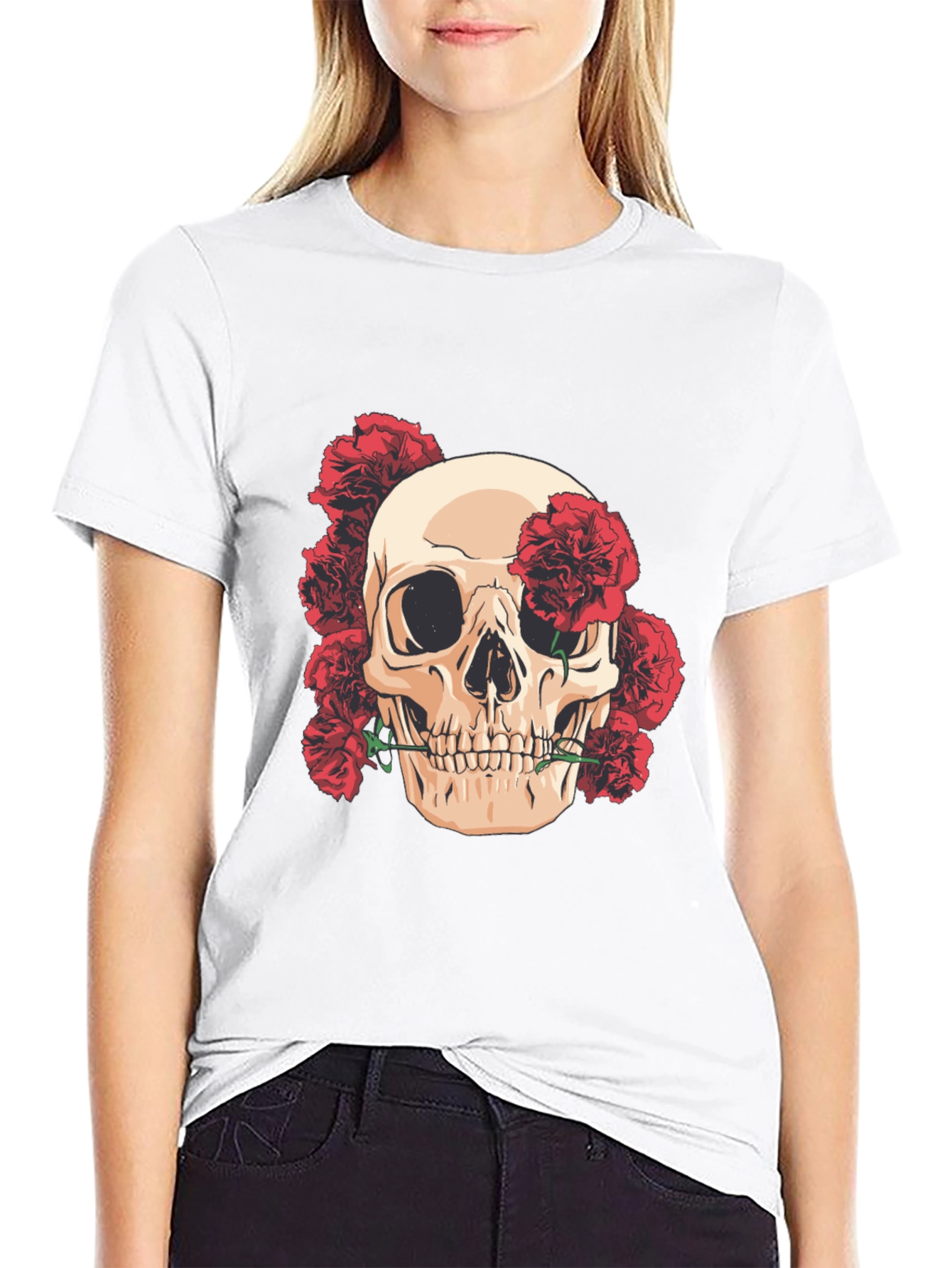 Skull & Roses Graphic Tee - Black T-Shirt