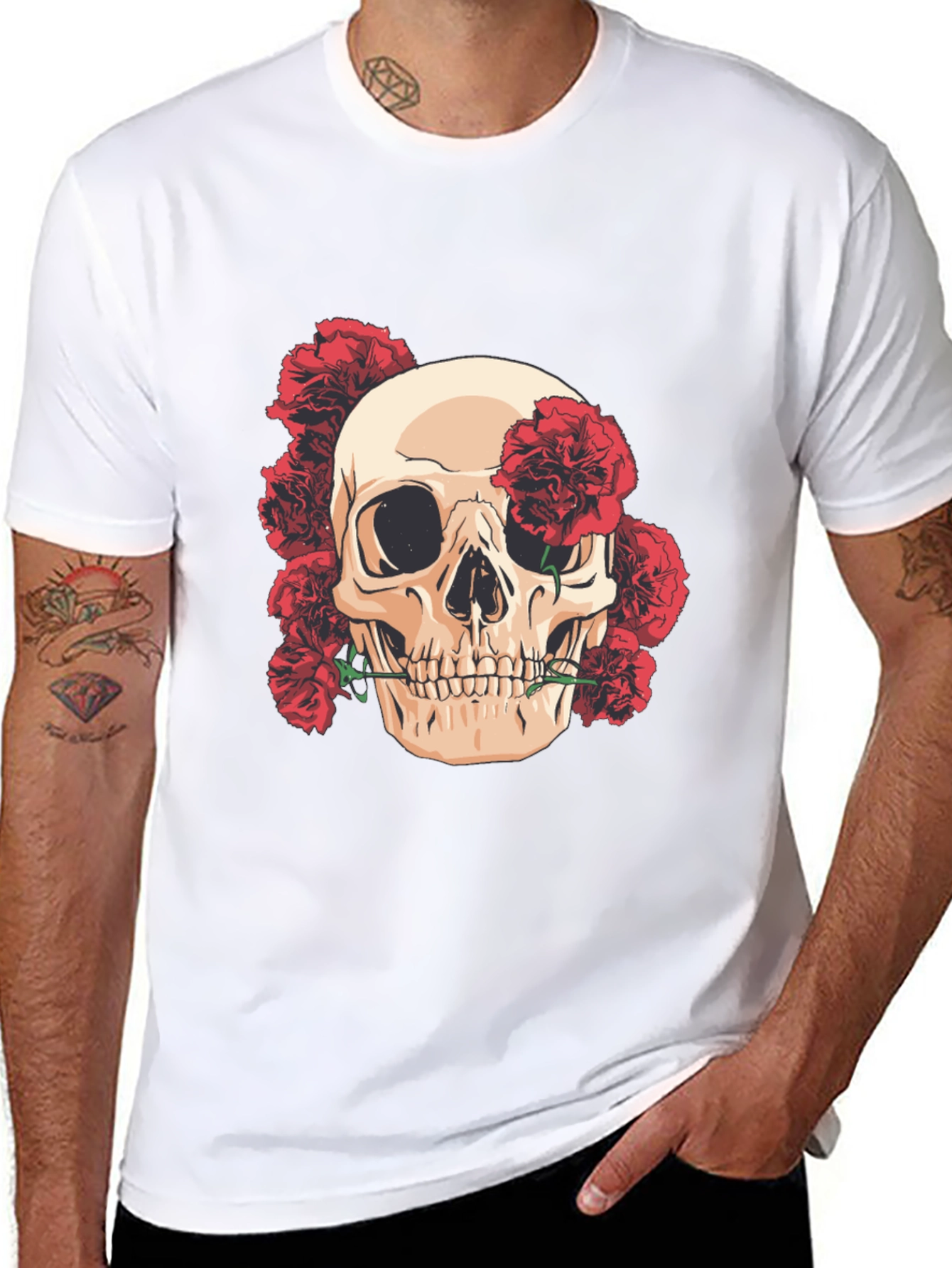 Skull & Roses Graphic Tee - Black T-Shirt