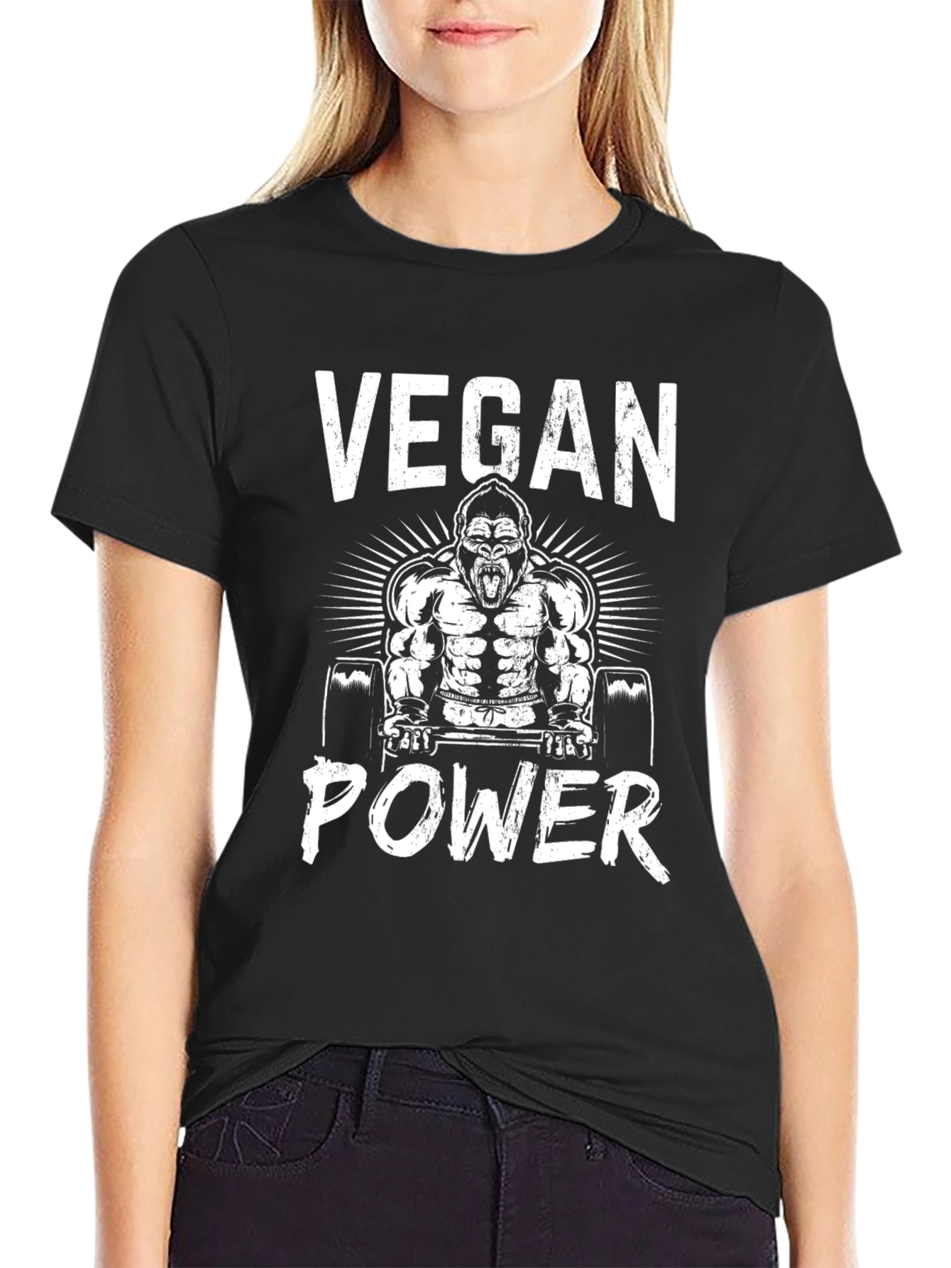 Vegan Power Gorilla Graphic T-Shirt