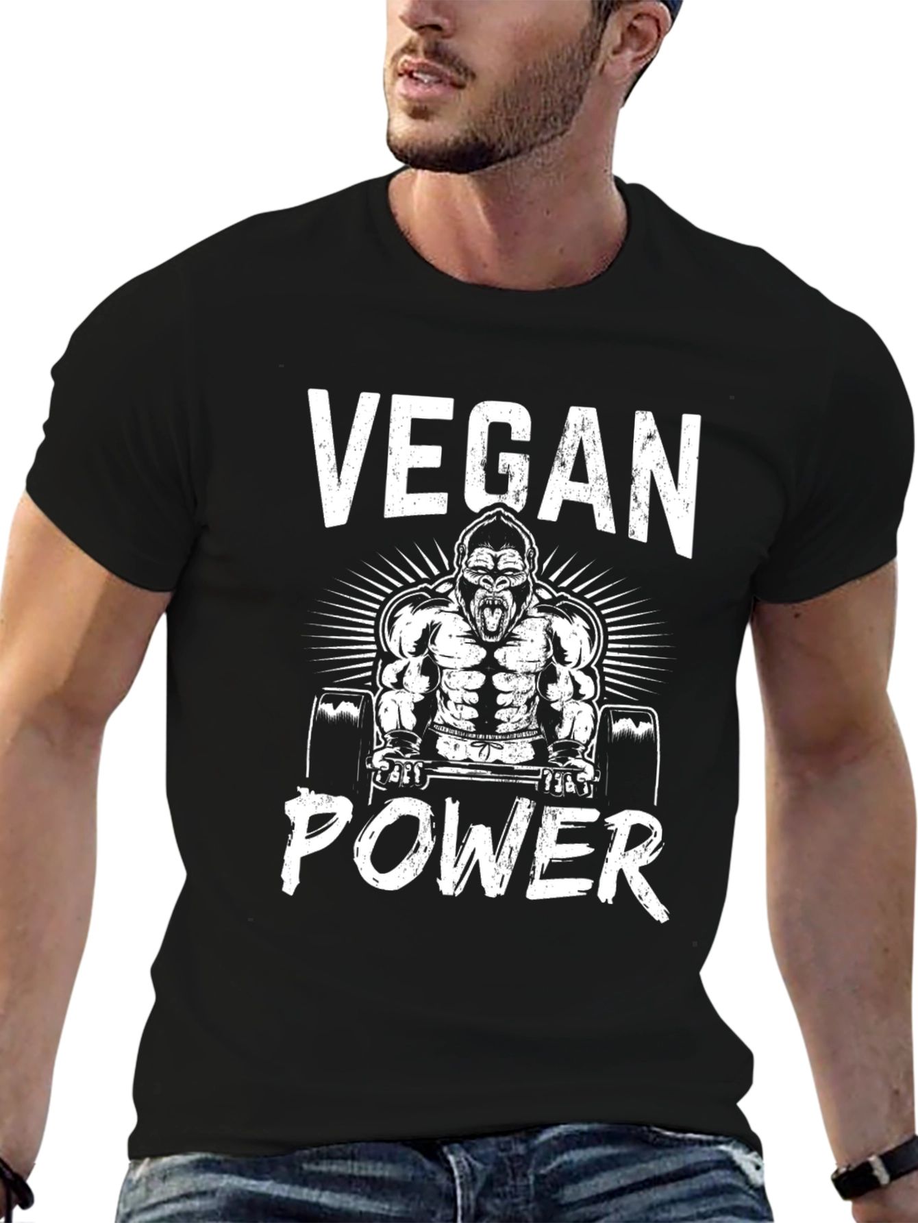 Vegan Power Gorilla Graphic T-Shirt