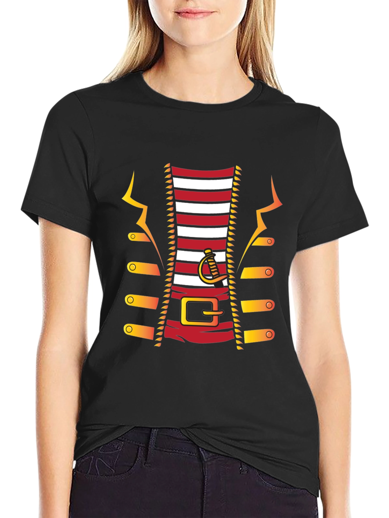 Pirate Costume T-Shirt - Red and White Striped Design