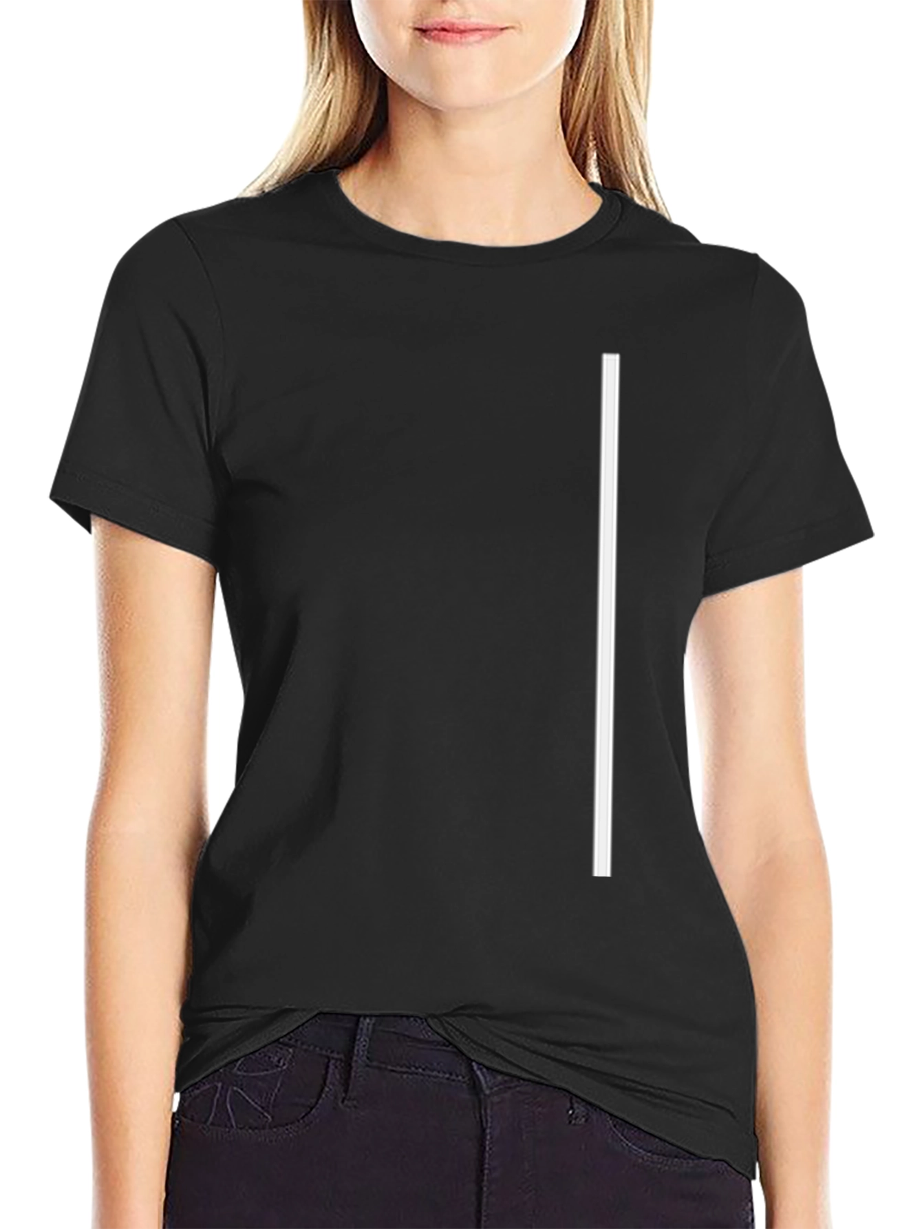 Minimalist Black Tee with White Stripe