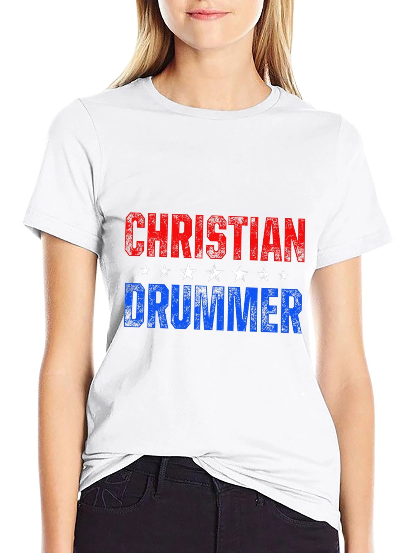 Christian Drummer T-Shirt - Patriotic Design
