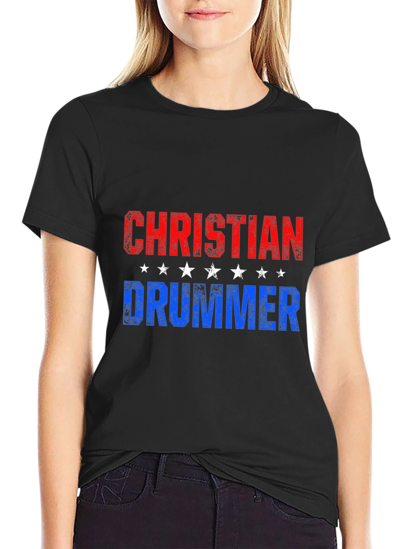 Christian Drummer T-Shirt - Patriotic Design