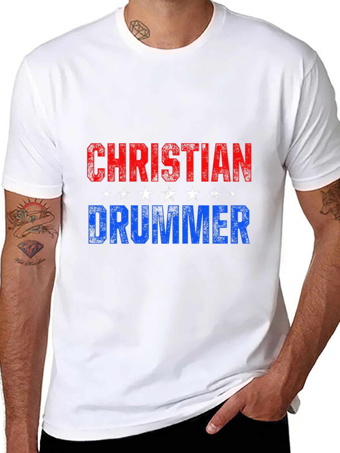 Christian Drummer T-Shirt - Patriotic Design