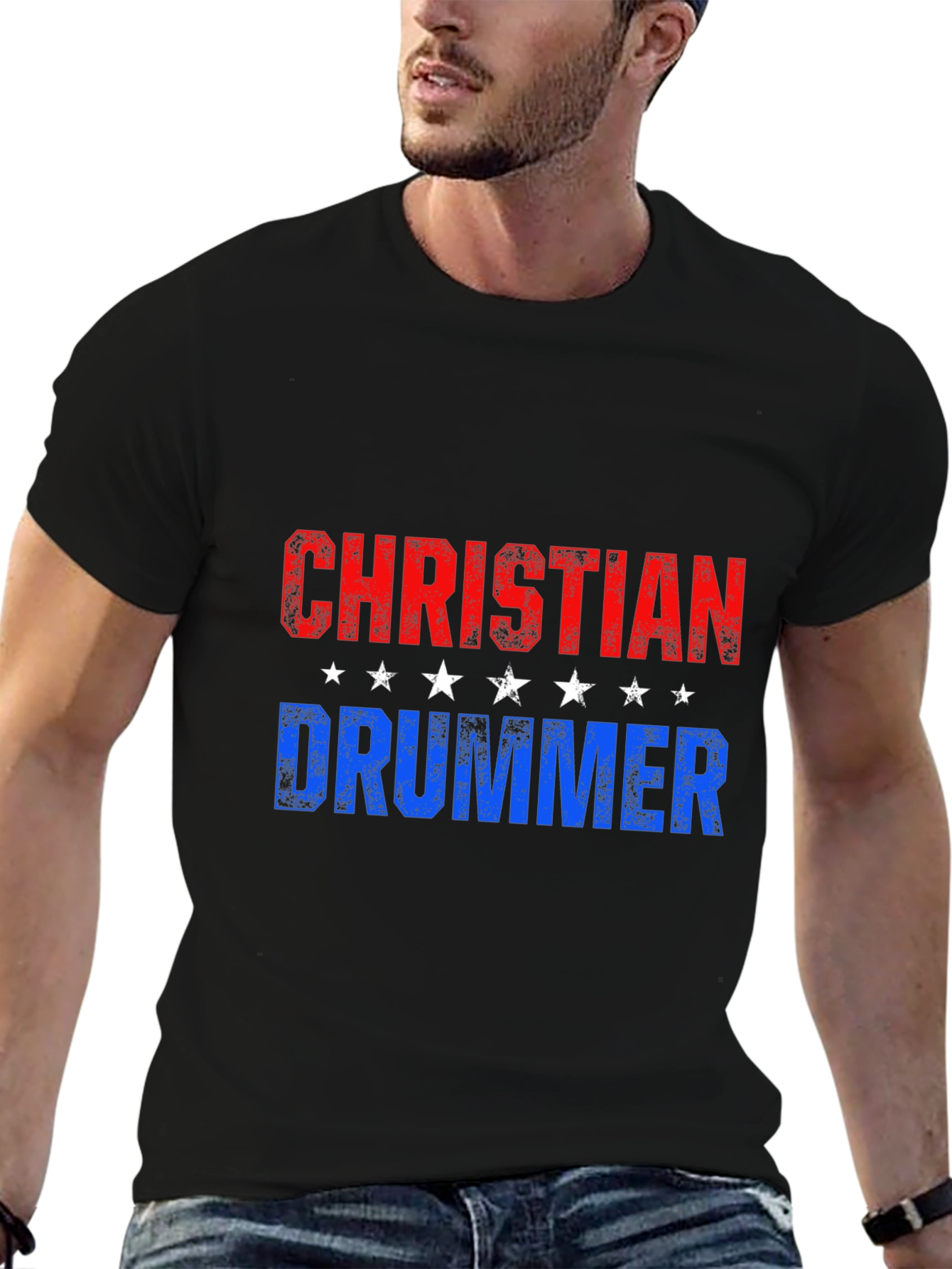 Christian Drummer T-Shirt - Patriotic Design