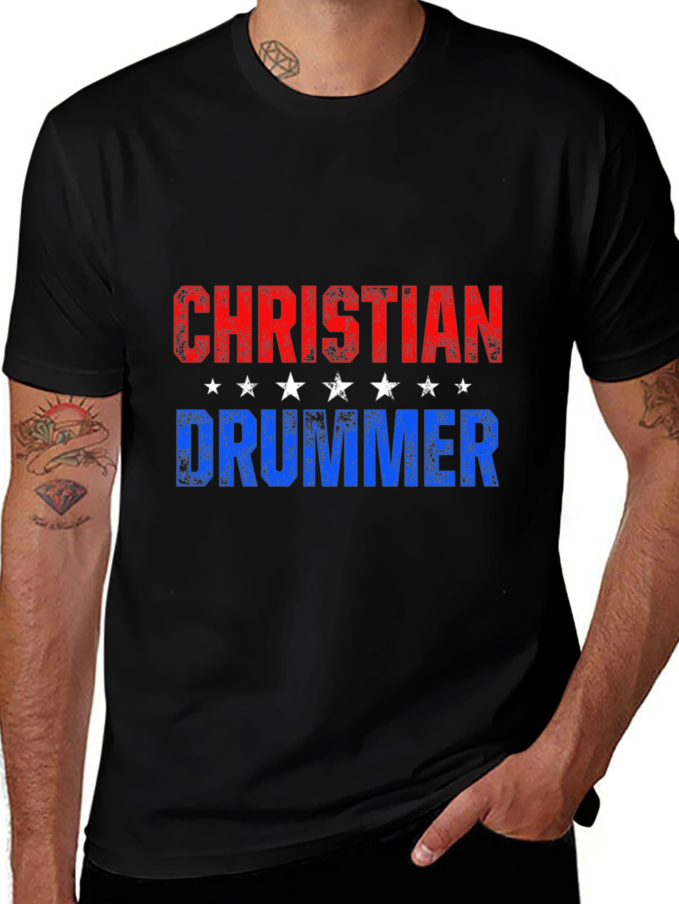Christian Drummer T-Shirt - Patriotic Design