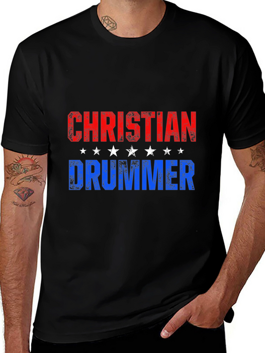 Christian Drummer T-Shirt - Patriotic Design