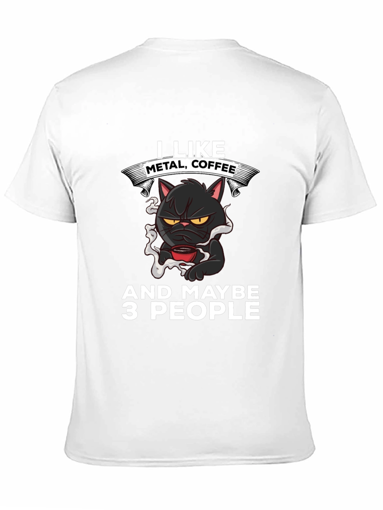Metal Coffee Cat Graphic T-Shirt