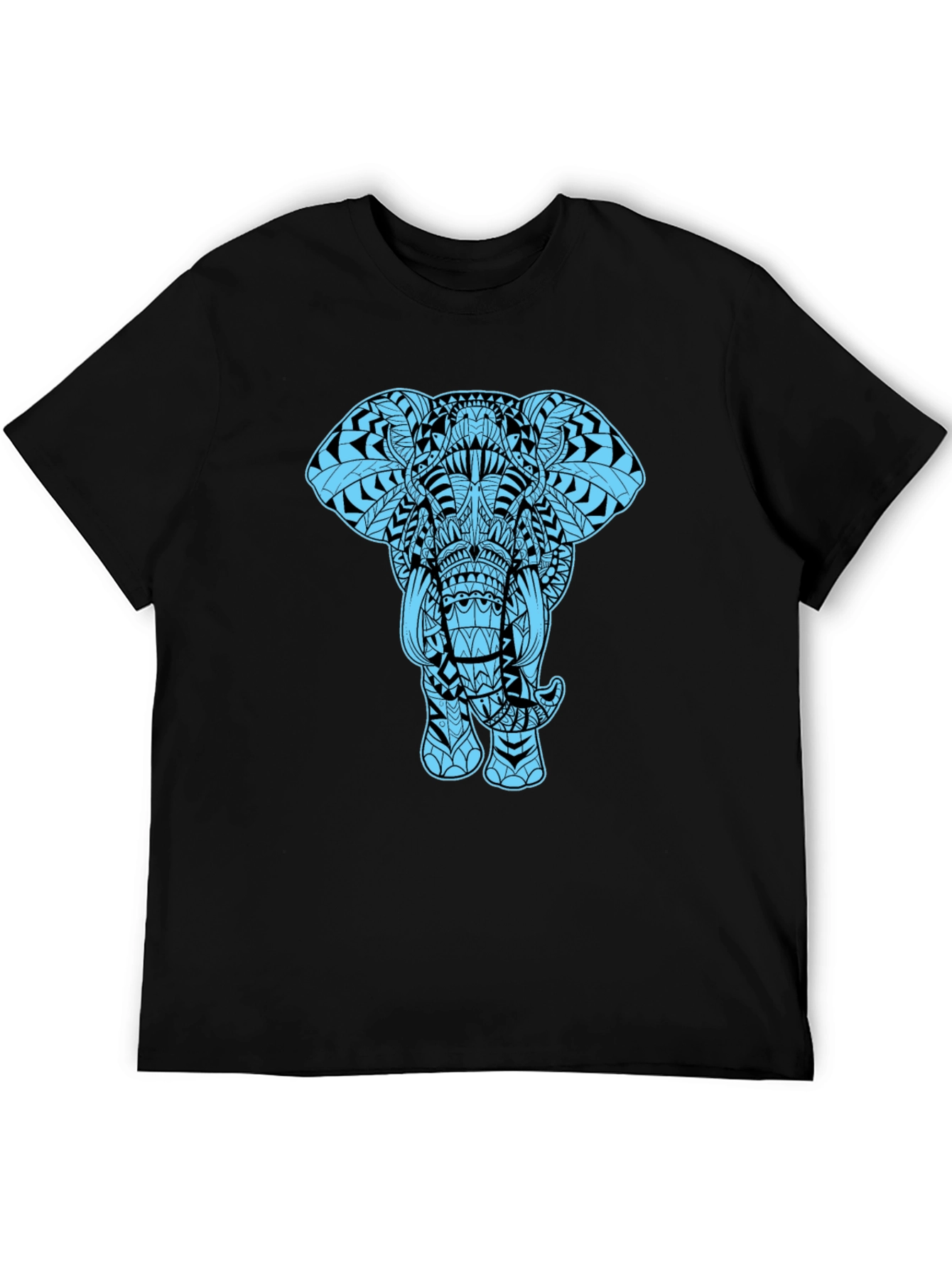 Elephant Graphic Tee - Black Cotton Blend Casual Shirt