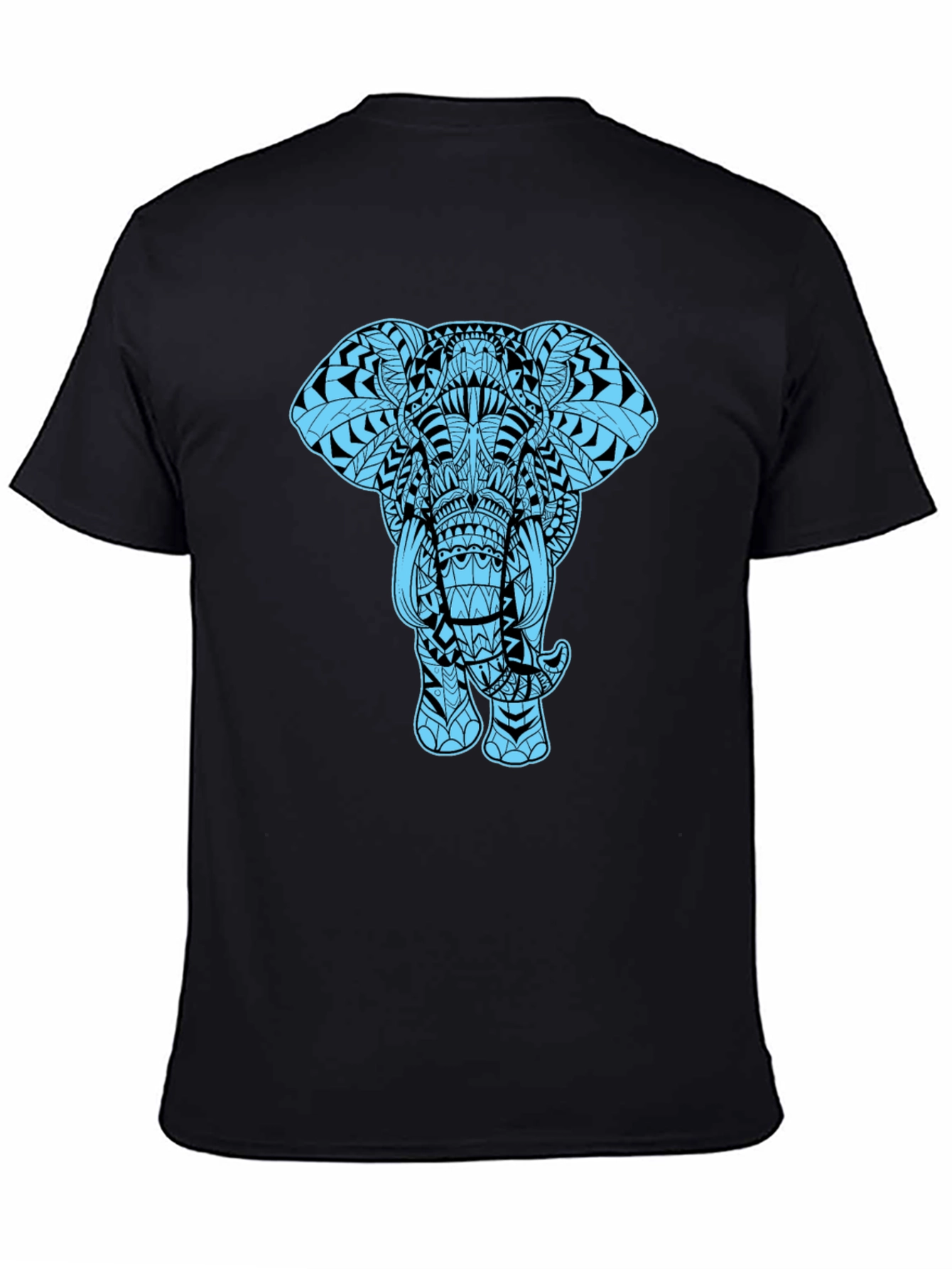 Elephant Graphic Tee - Black Cotton Blend Casual Shirt
