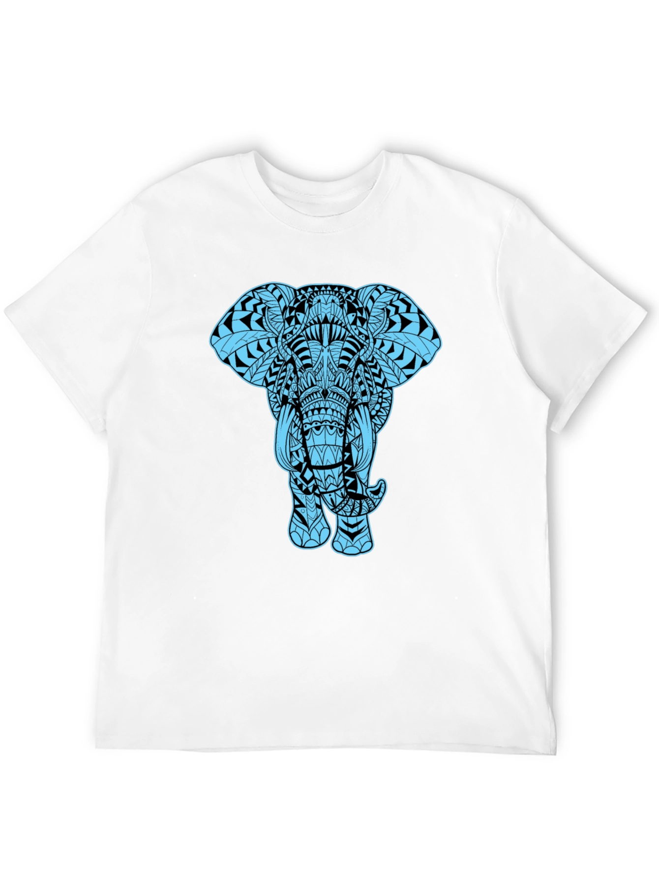 Elephant Graphic Tee - Black Cotton Blend Casual Shirt