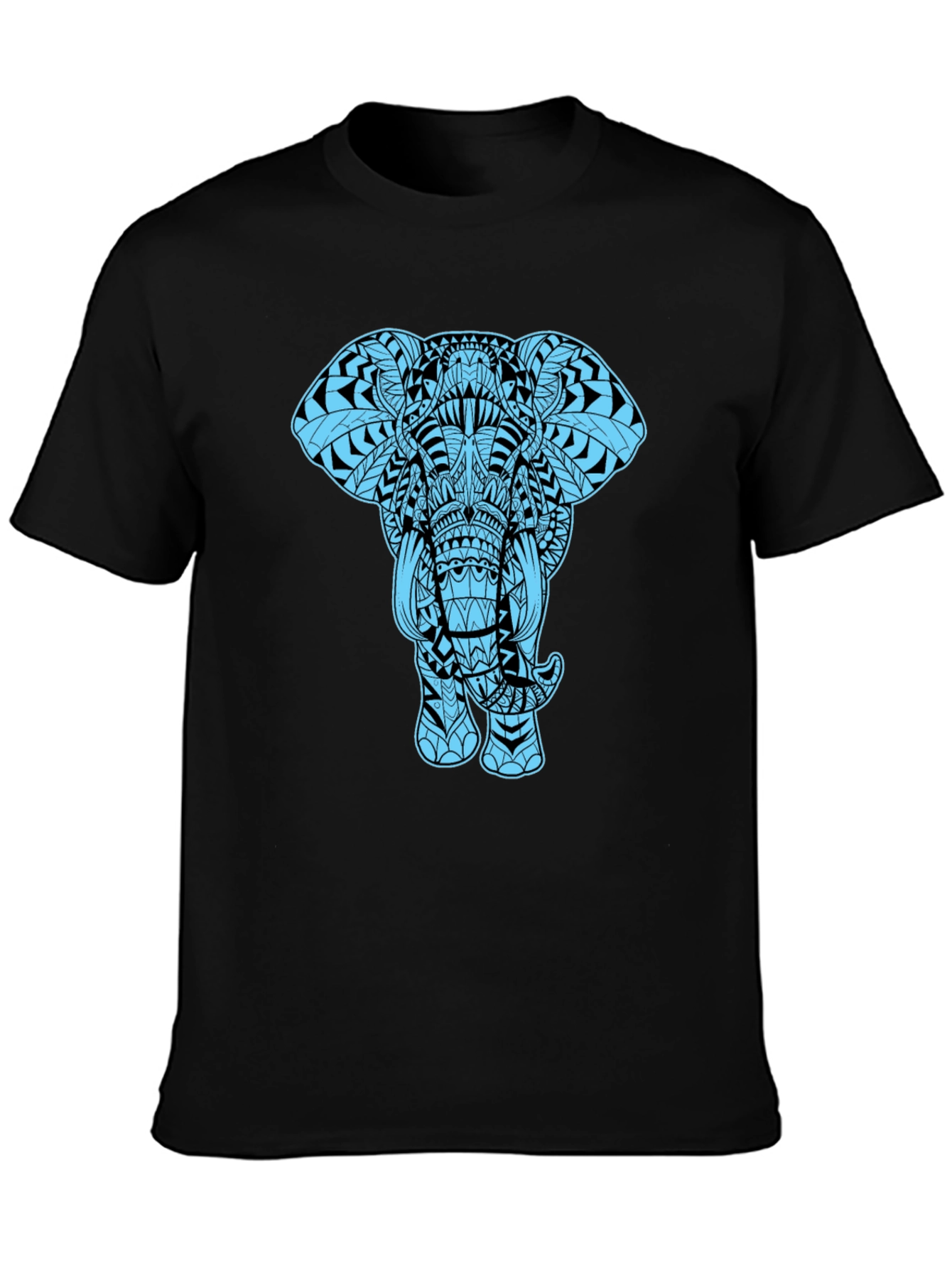 Elephant Graphic Tee - Black Cotton Blend Casual Shirt