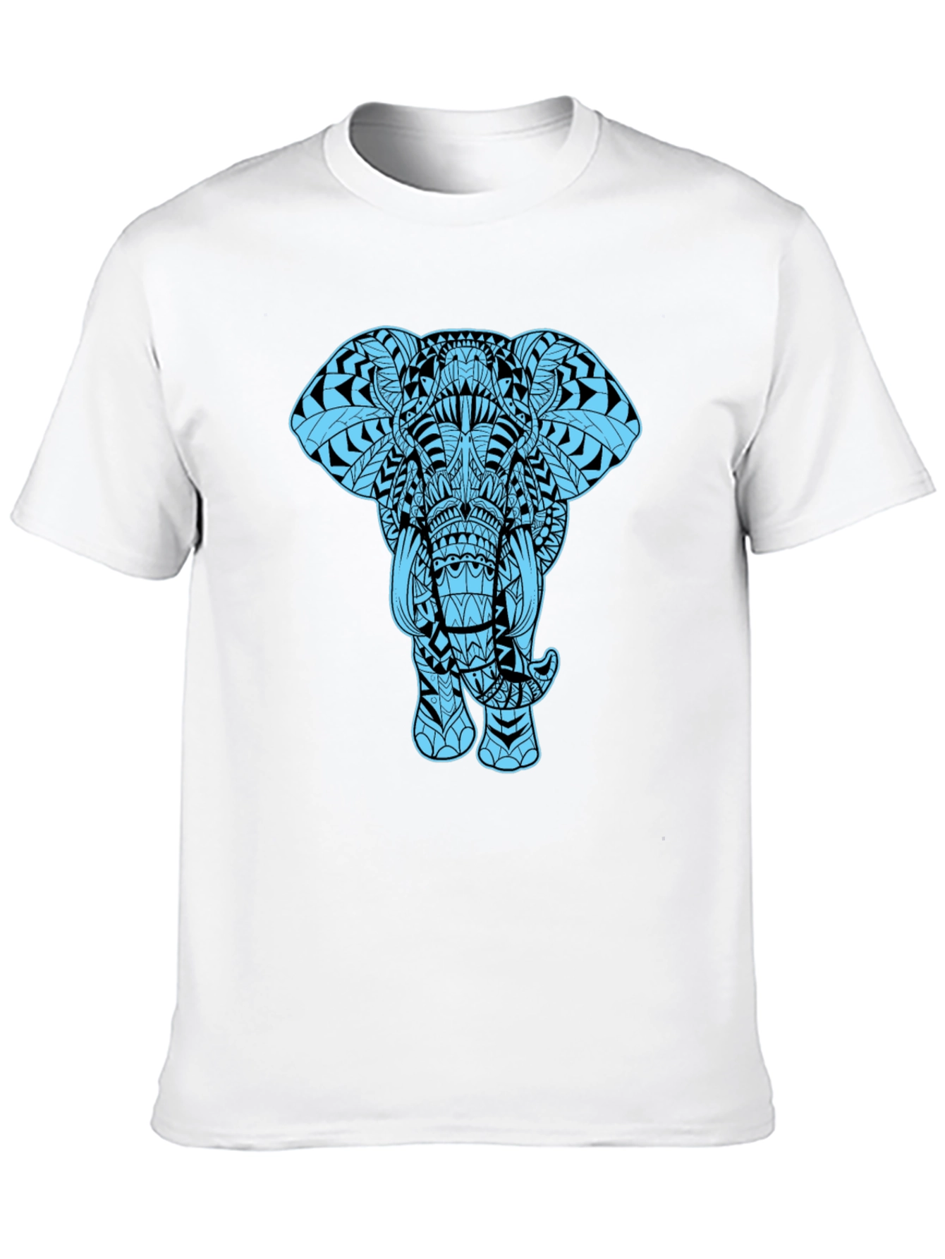 Elephant Graphic Tee - Black Cotton Blend Casual Shirt