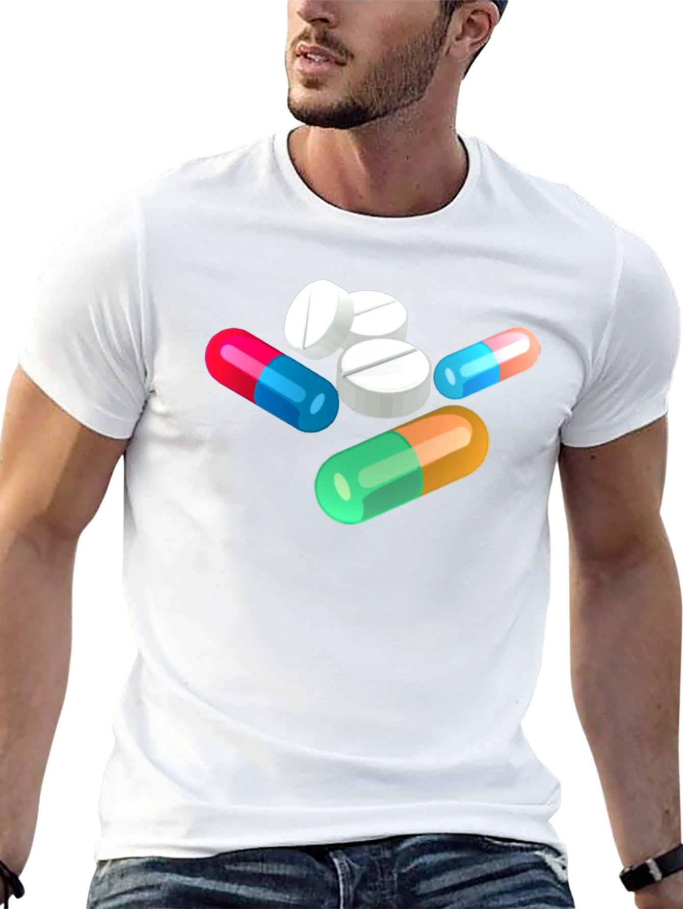 Pills Graphic Black T-Shirt - Novelty Medicine Design