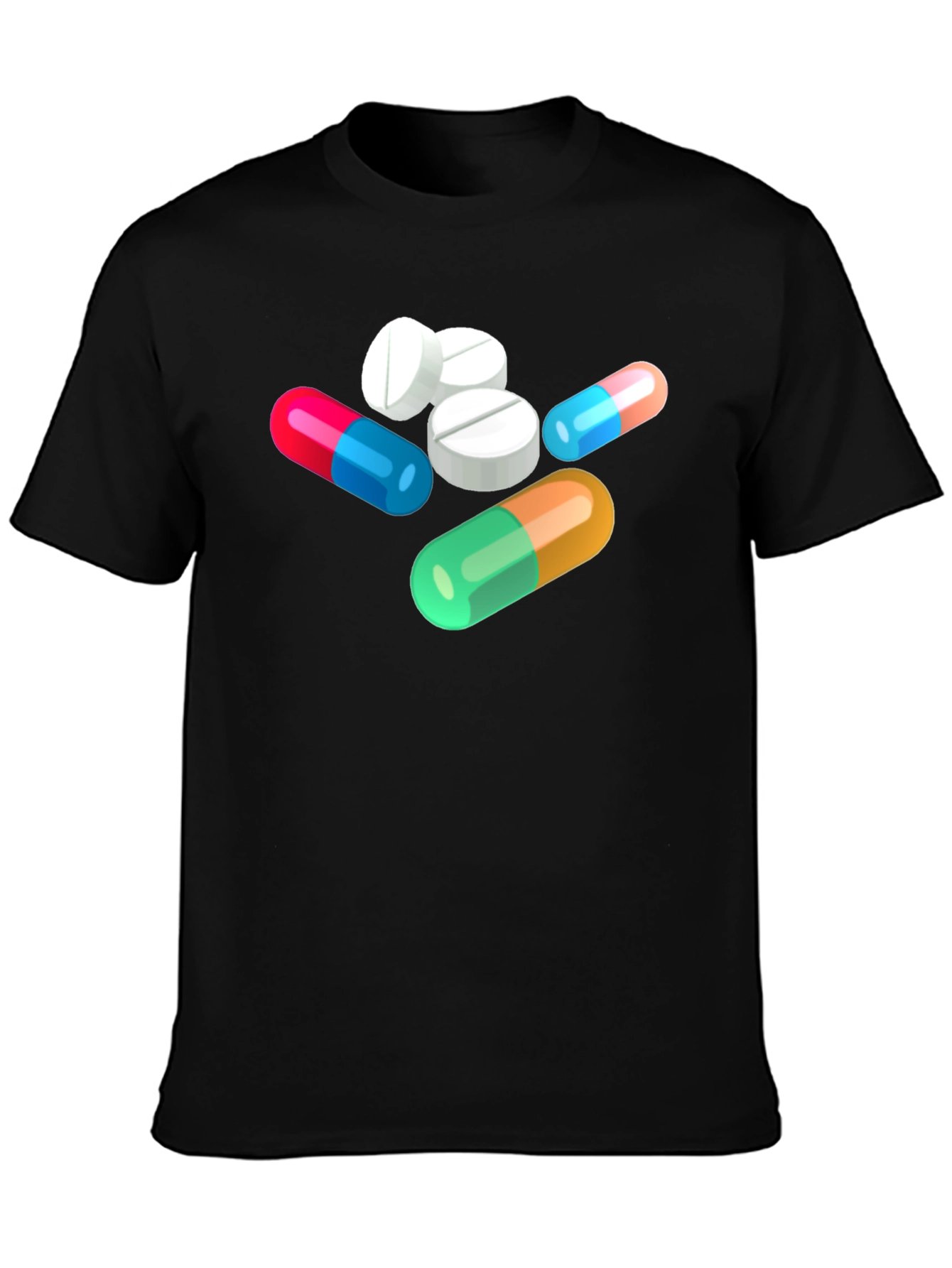 Pills Graphic Black T-Shirt - Novelty Medicine Design