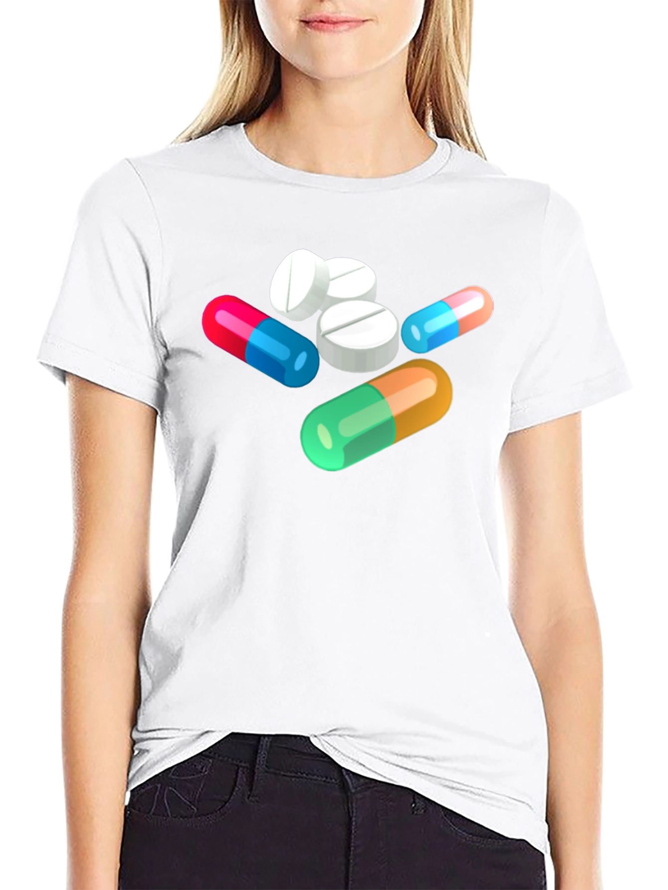 Pills Graphic Black T-Shirt - Novelty Medicine Design