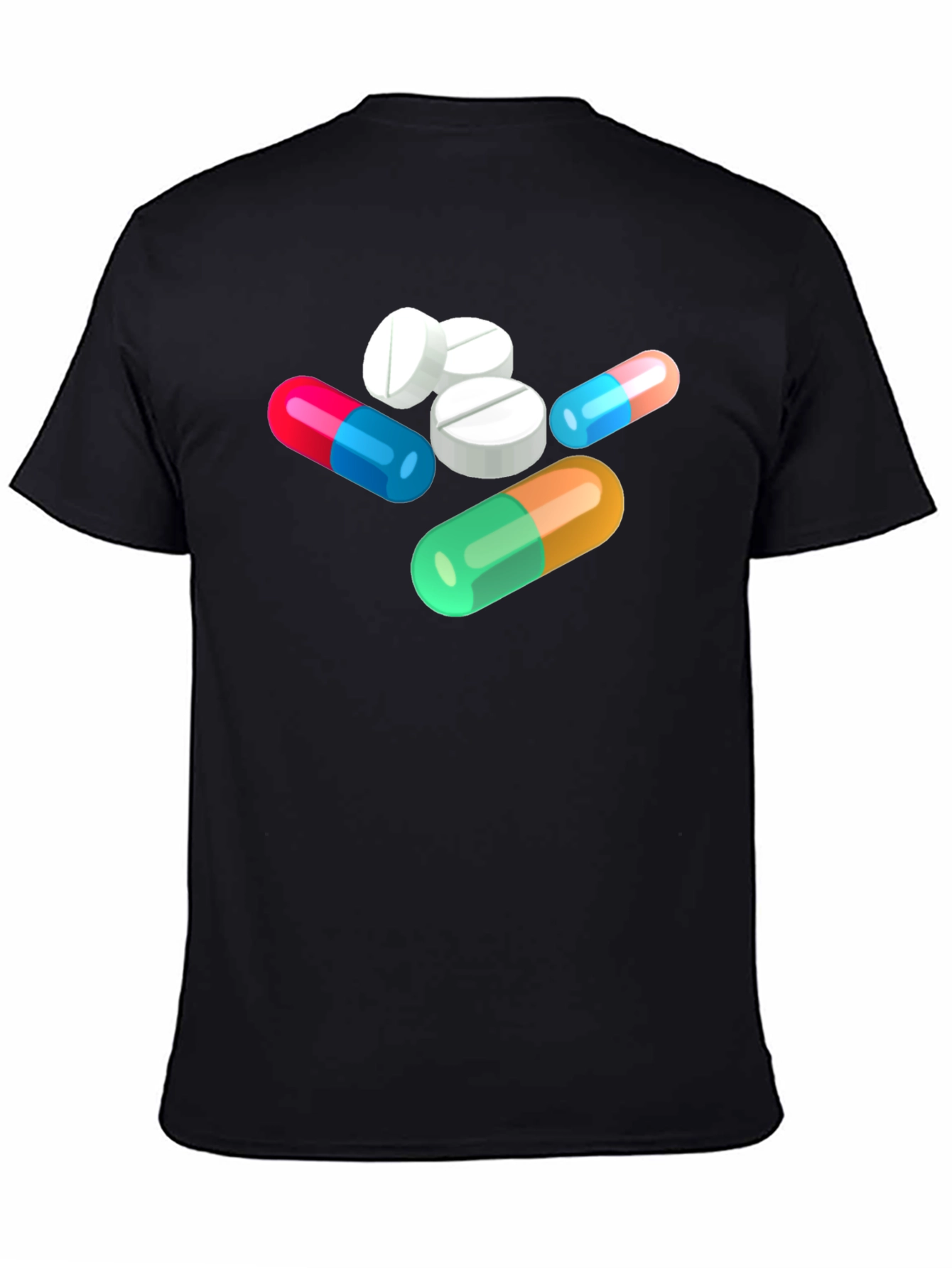 Pills Graphic Black T-Shirt - Novelty Medicine Design