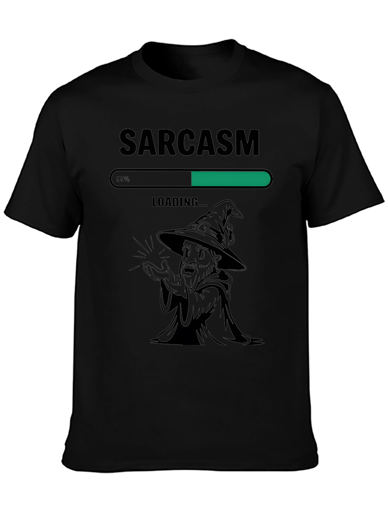 Sarcasm Loading Funny Graphic Tee - Black Cotton T-Shirt