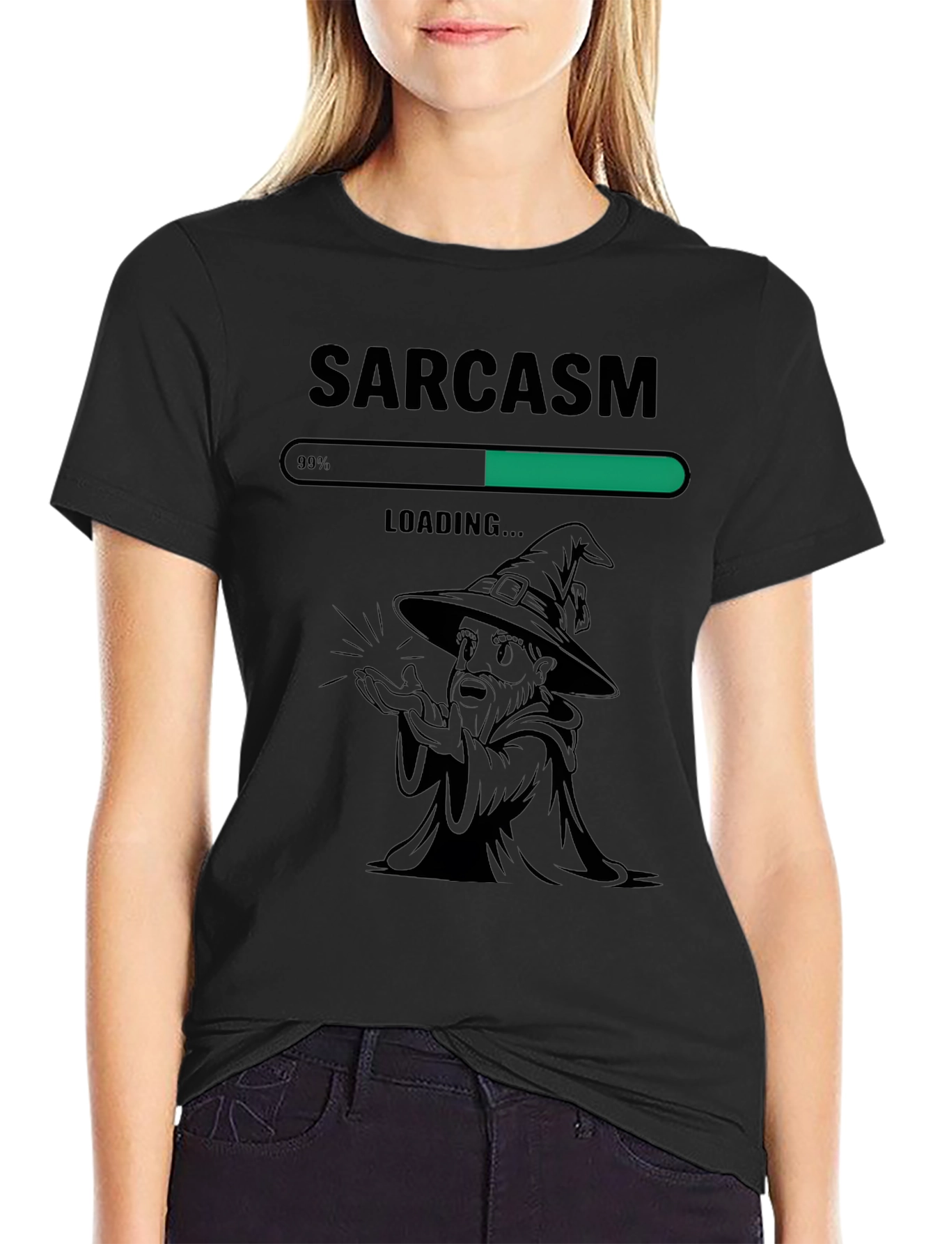 Sarcasm Loading Funny Graphic Tee - Black Cotton T-Shirt