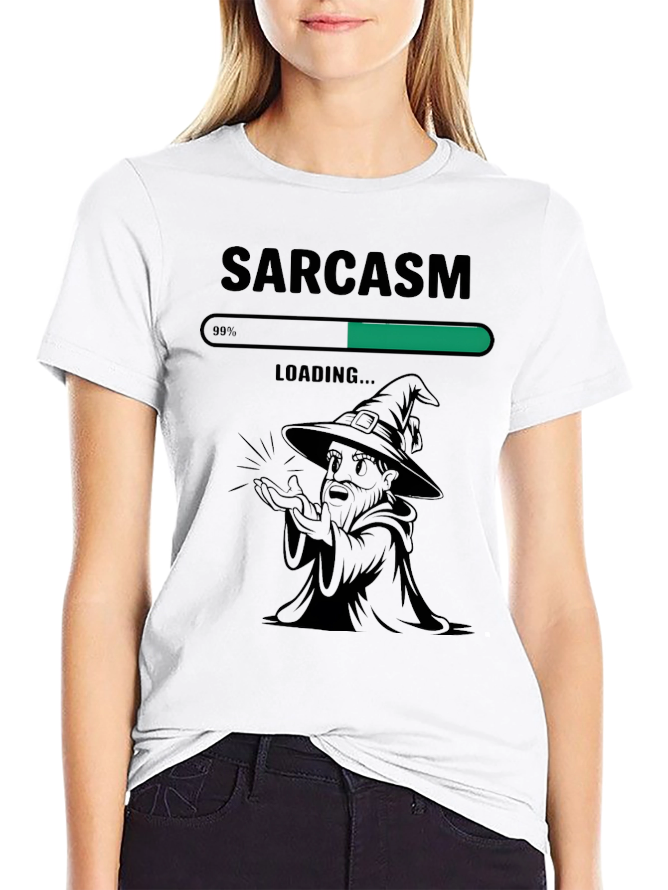 Sarcasm Loading Funny Graphic Tee - Black Cotton T-Shirt