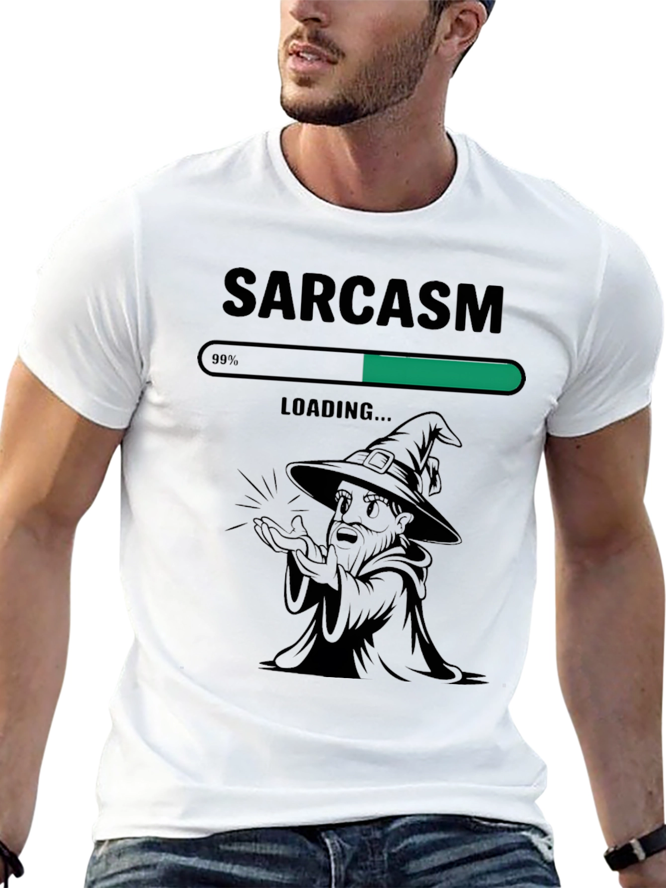 Sarcasm Loading Funny Graphic Tee - Black Cotton T-Shirt
