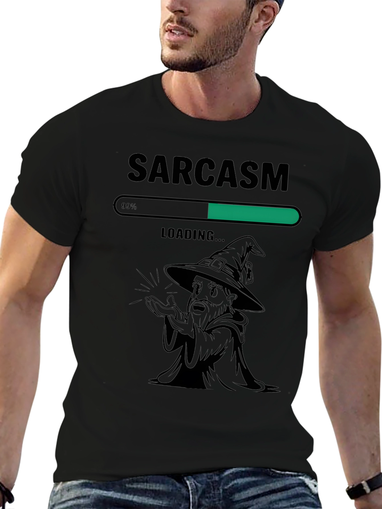 Sarcasm Loading Funny Graphic Tee - Black Cotton T-Shirt