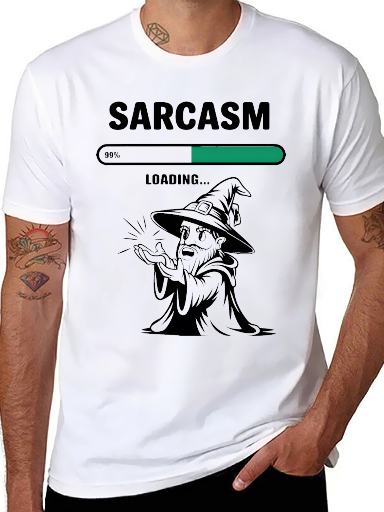Sarcasm Loading Funny Graphic Tee - Black Cotton T-Shirt