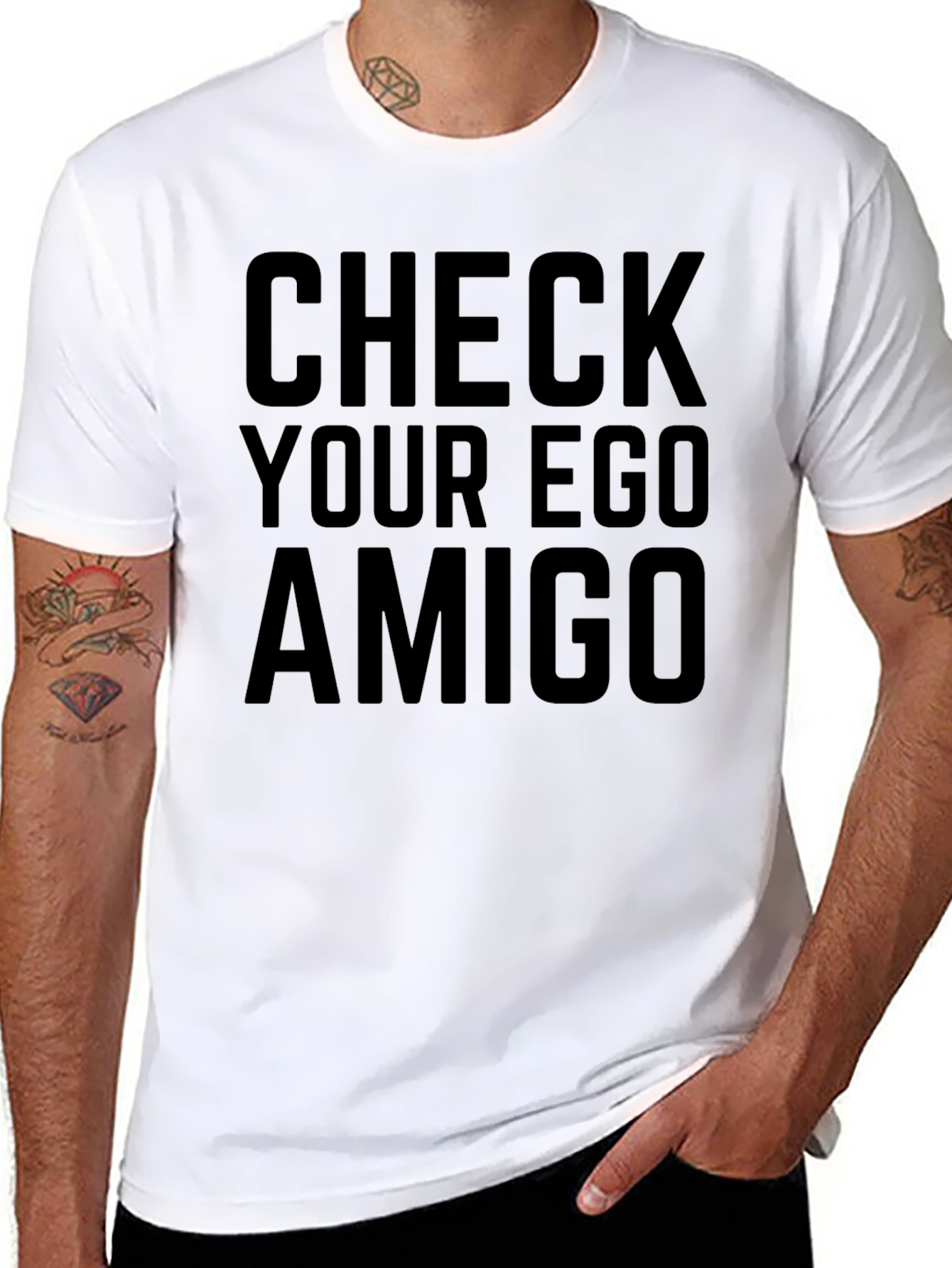 Check Your Ego Amigo Black Tee Shirt