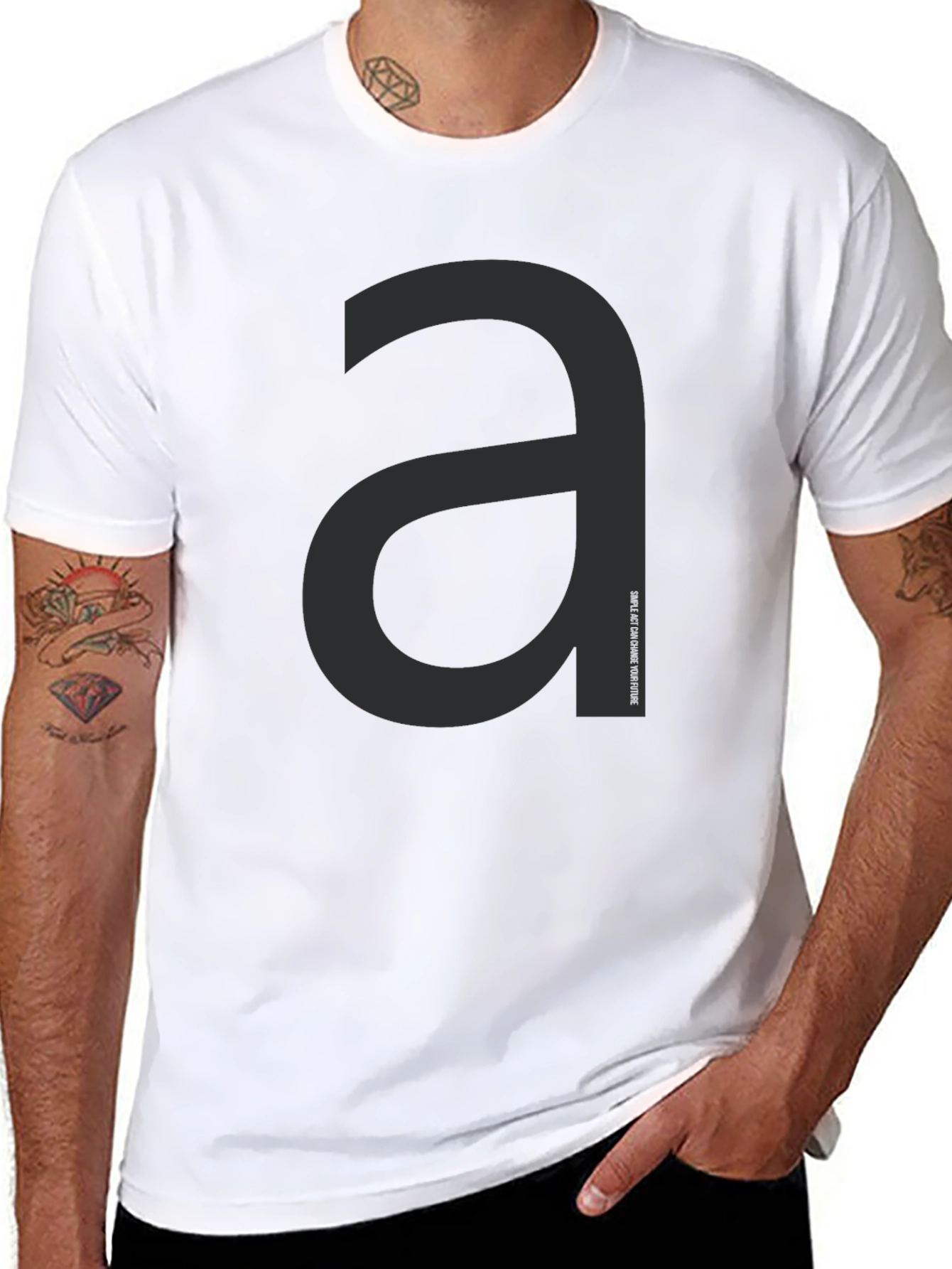 Minimalist Black T-Shirt with Letter a Graphic