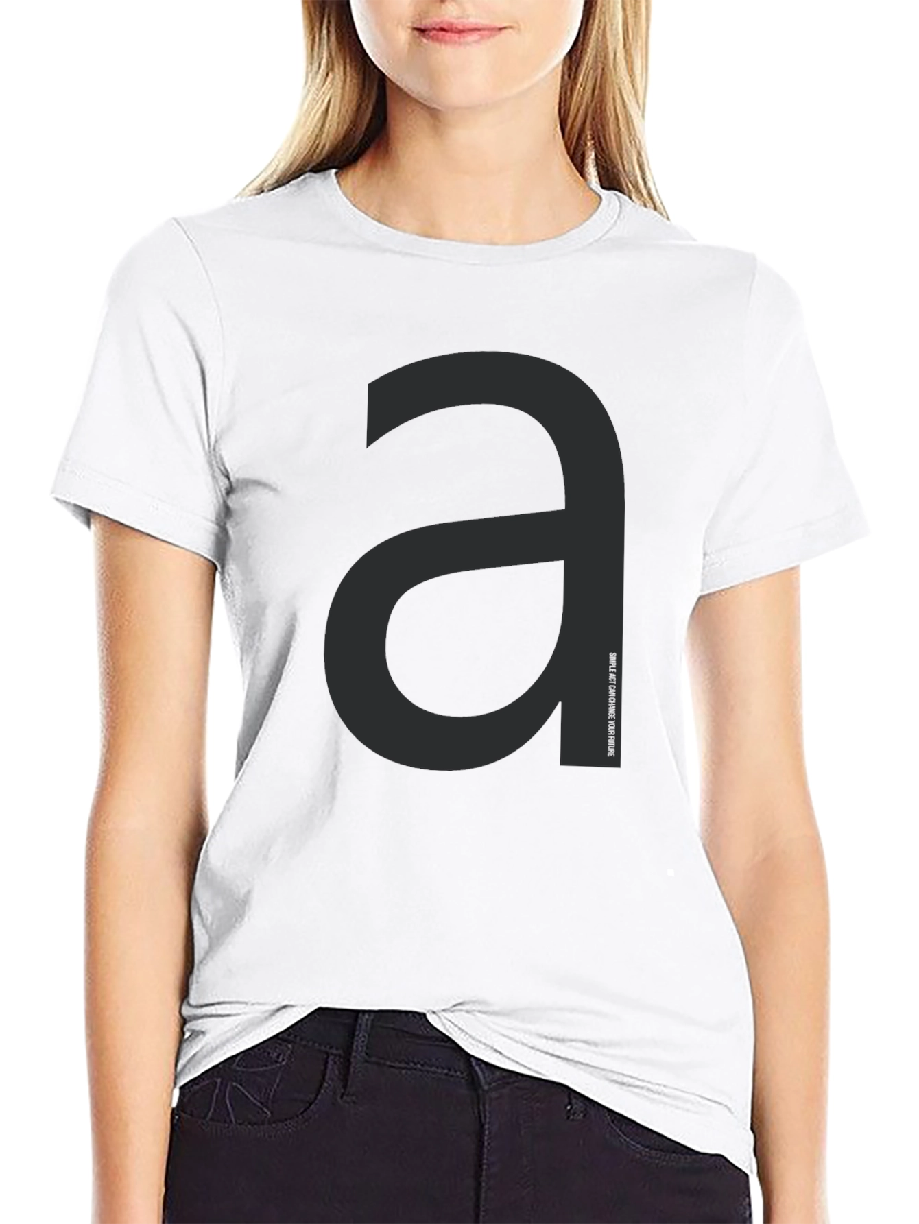 Minimalist Black T-Shirt with Letter a Graphic