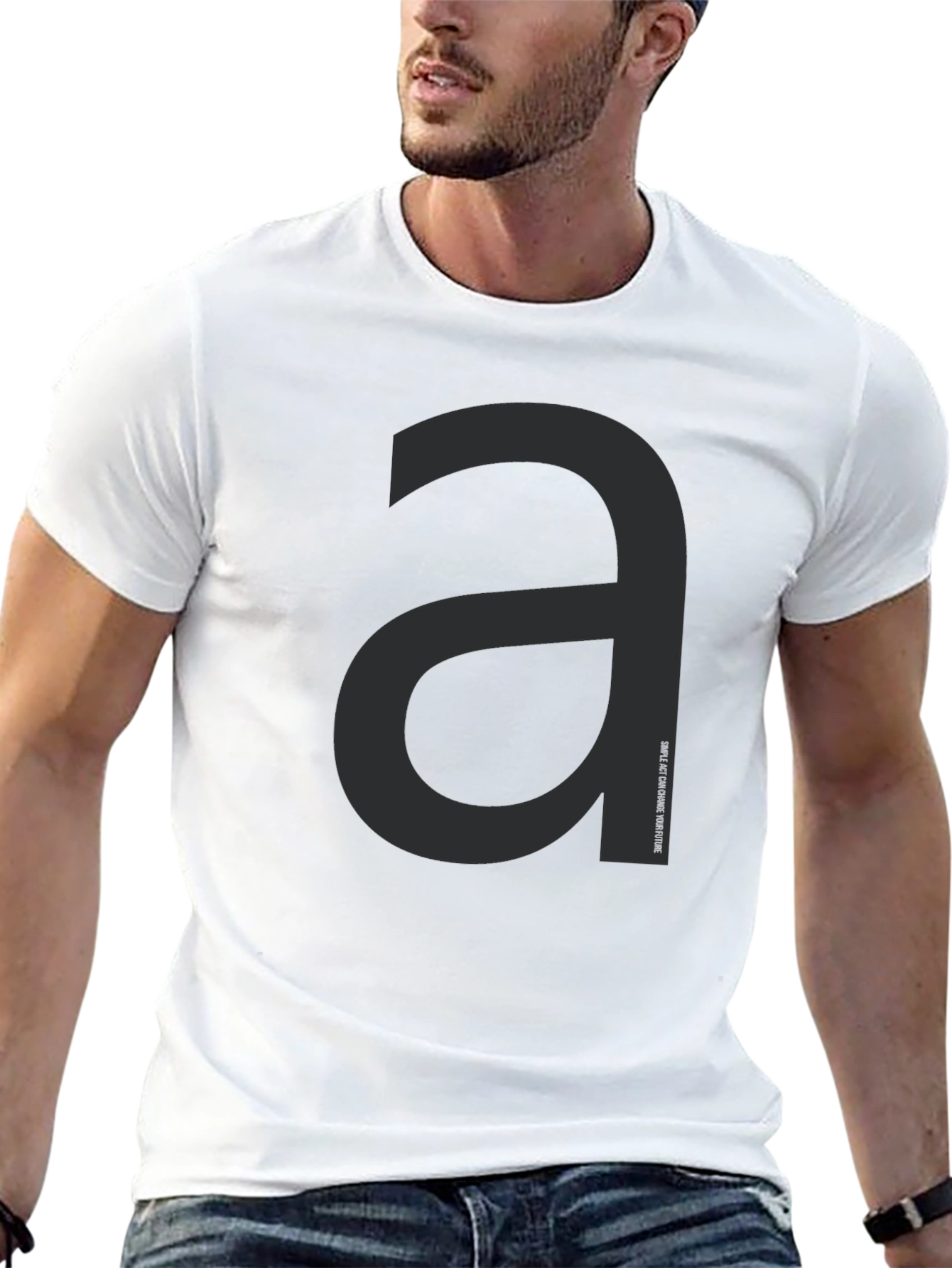 Minimalist Black T-Shirt with Letter a Graphic