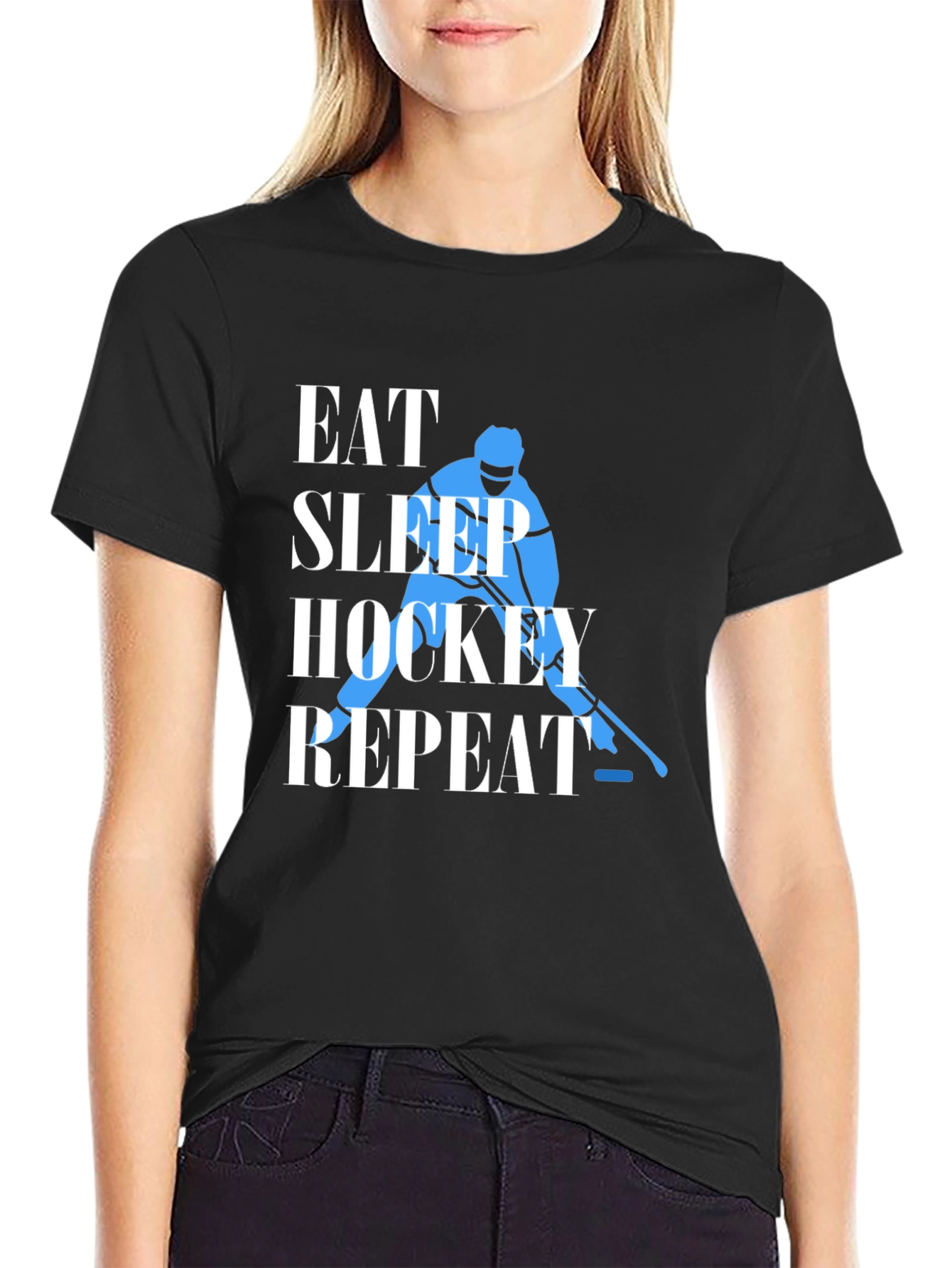 Eat Sleep Hockey Repeat Graphic Tee